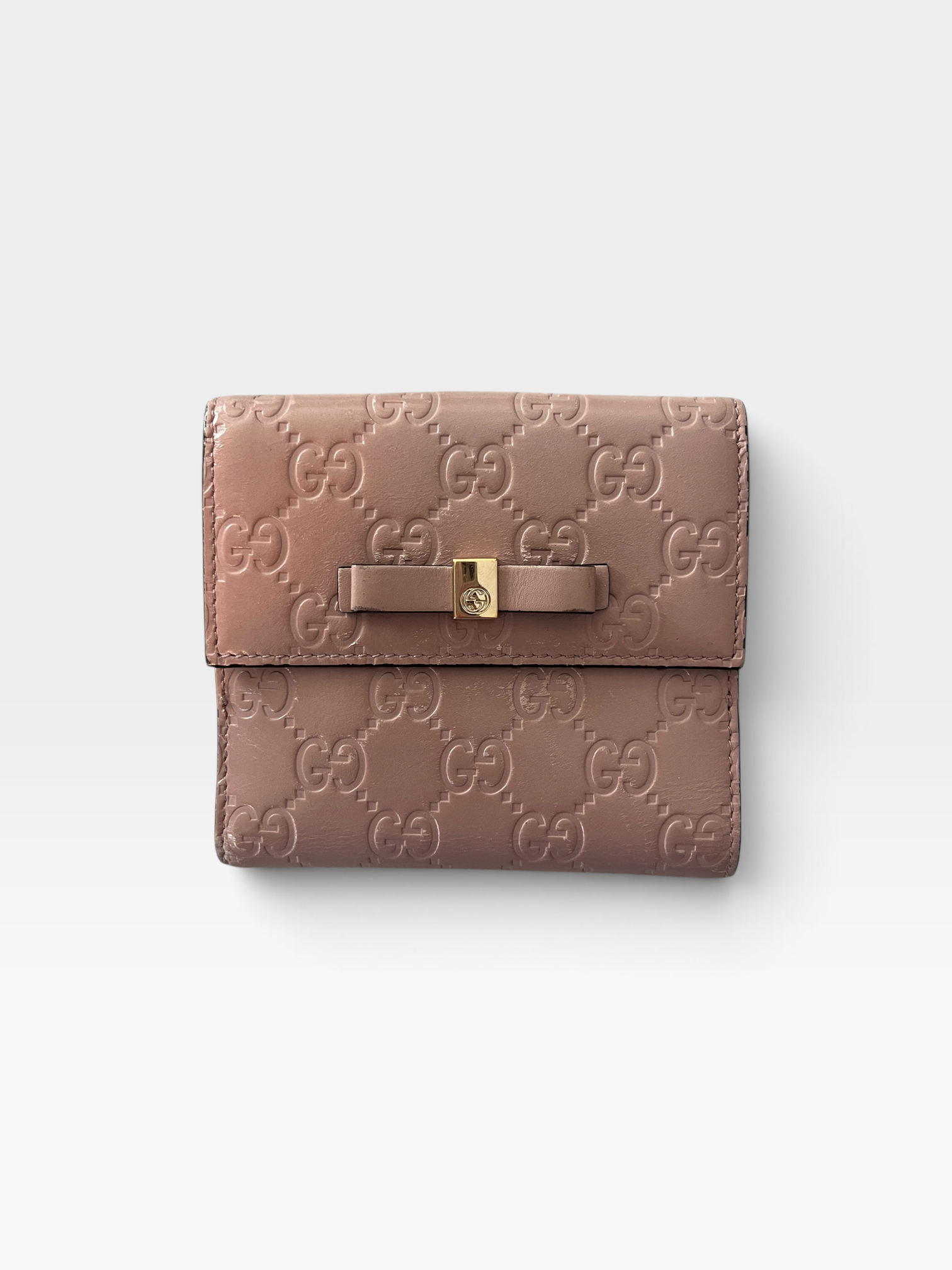 Gucci Guccissima Bow French Wallet – Dusty Pink