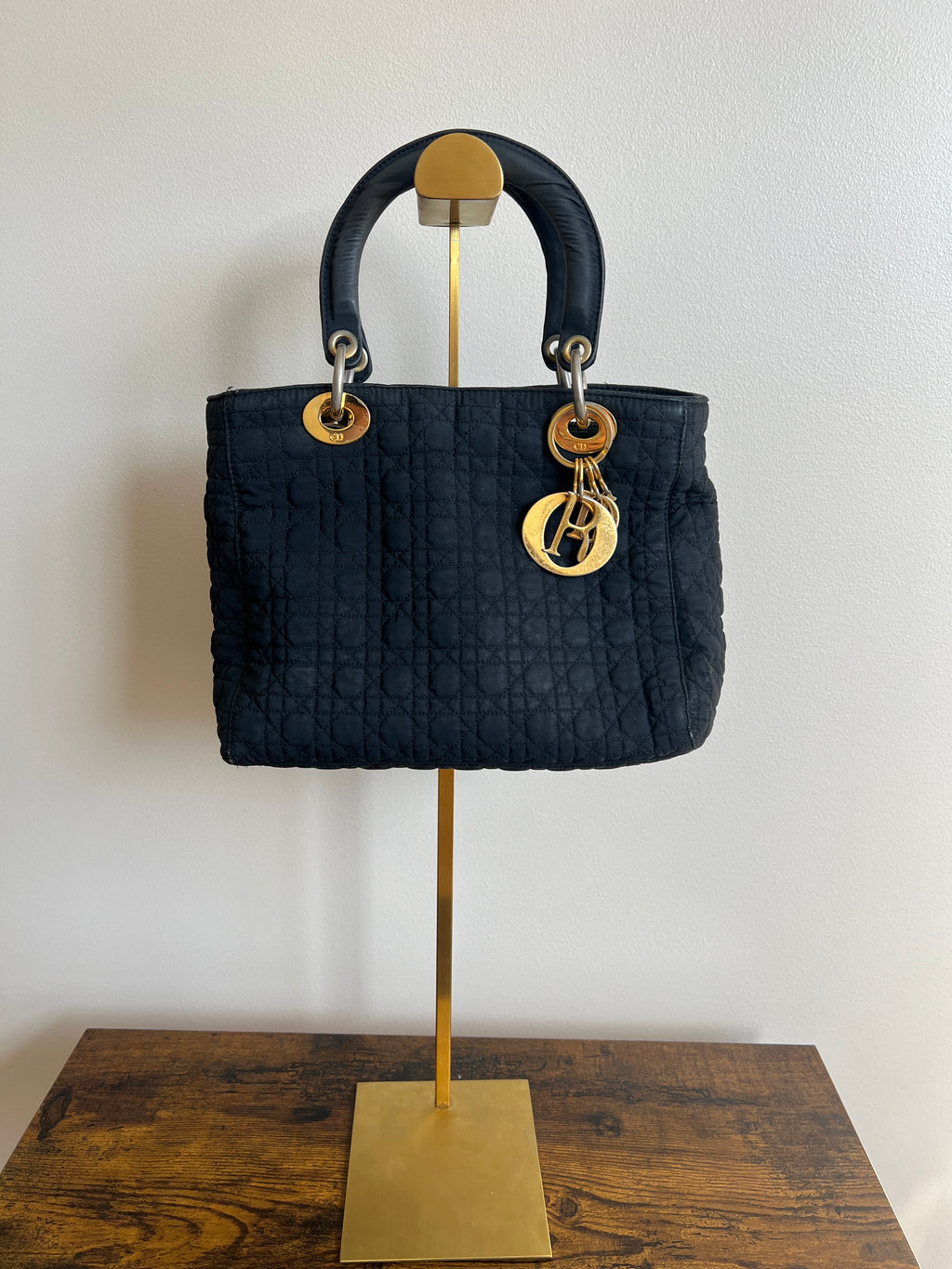 Christian Dior Canage Hand Bag Nylon Black