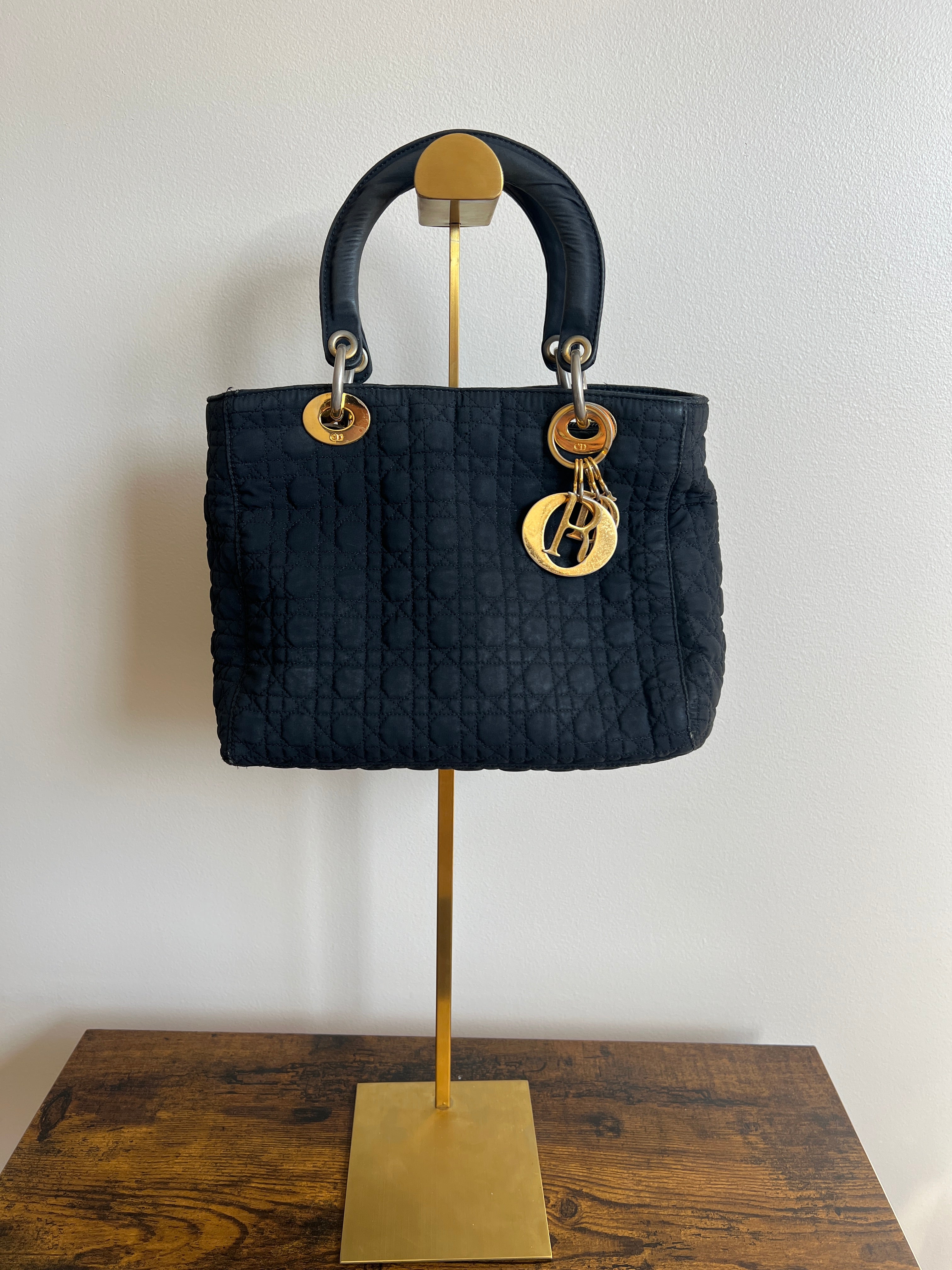 Christian Dior Canage Hand Bag Nylon Black