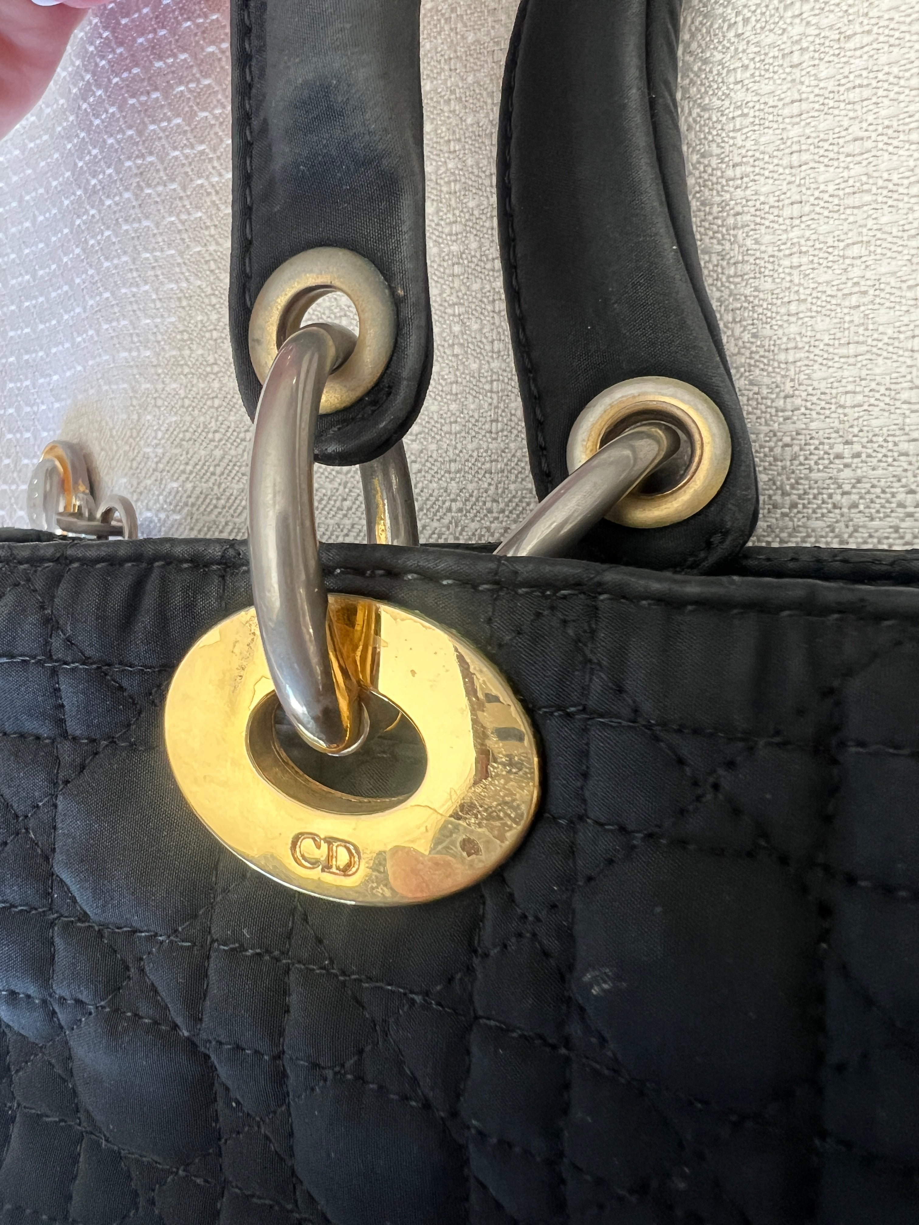 Christian Dior Canage Hand Bag Nylon Black