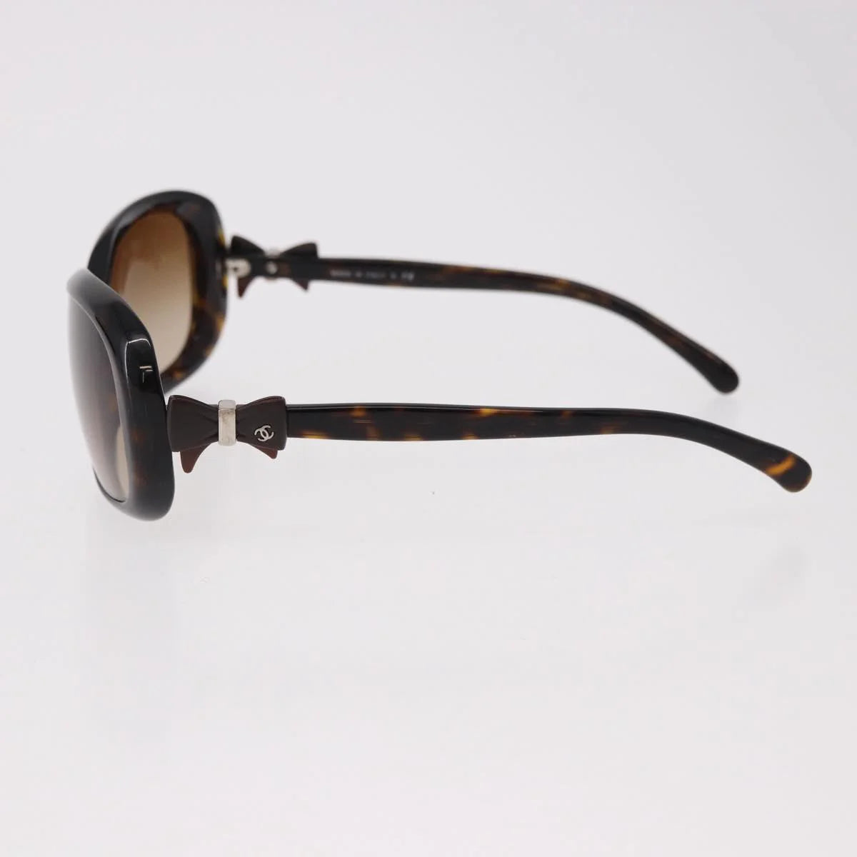 Chanel Tortoise Sunglasses with CC Bow Detail — Ribbon Motif, Silver Hardware