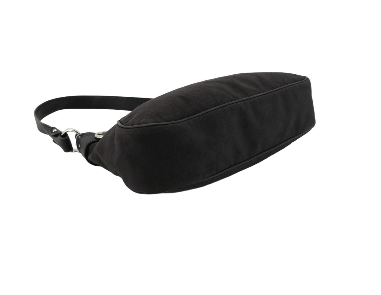 Ferragamo Black Gancini Canvas Shoulder Bag