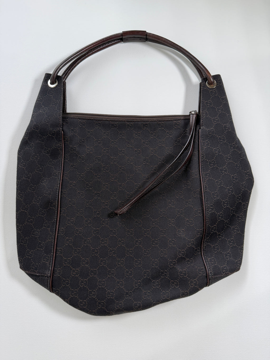 Gucci Monogram Hobo Canvas Shoulder Bag