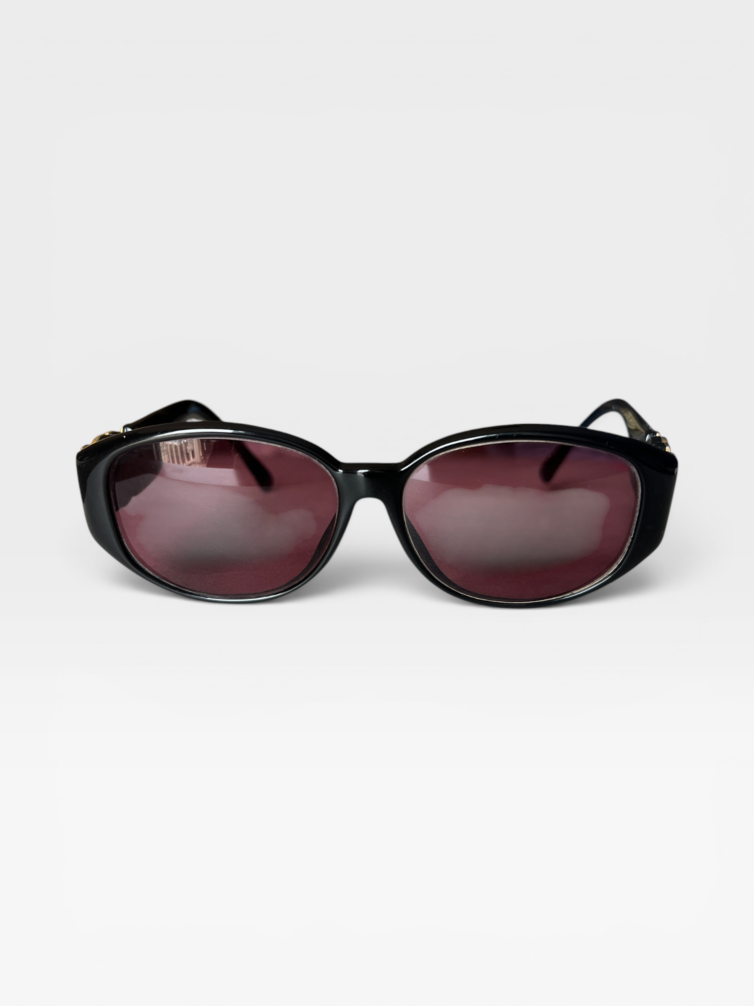 Yves Saint Laurent YSL Logo Oval Sunglasses – Black