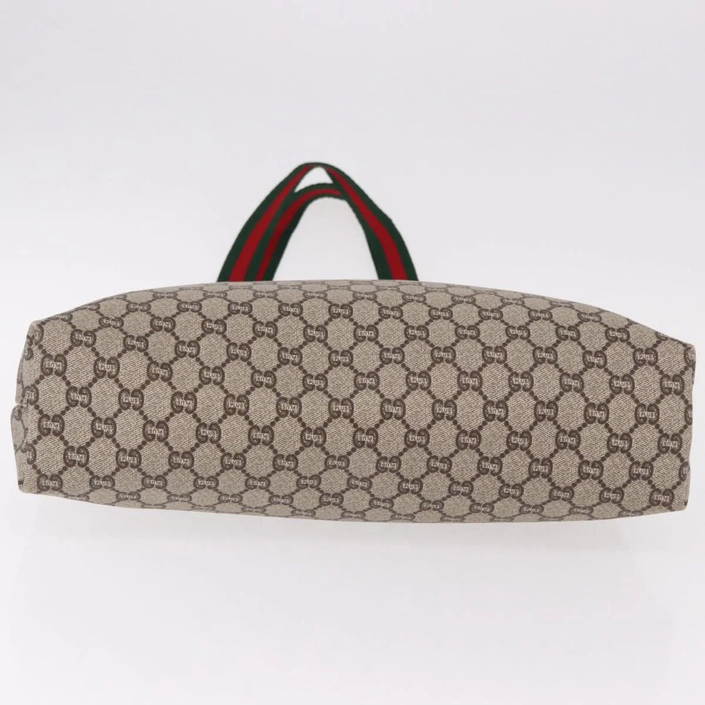 Gucci GG Plus Canvas Tote — Web Handles, Gold Hardware