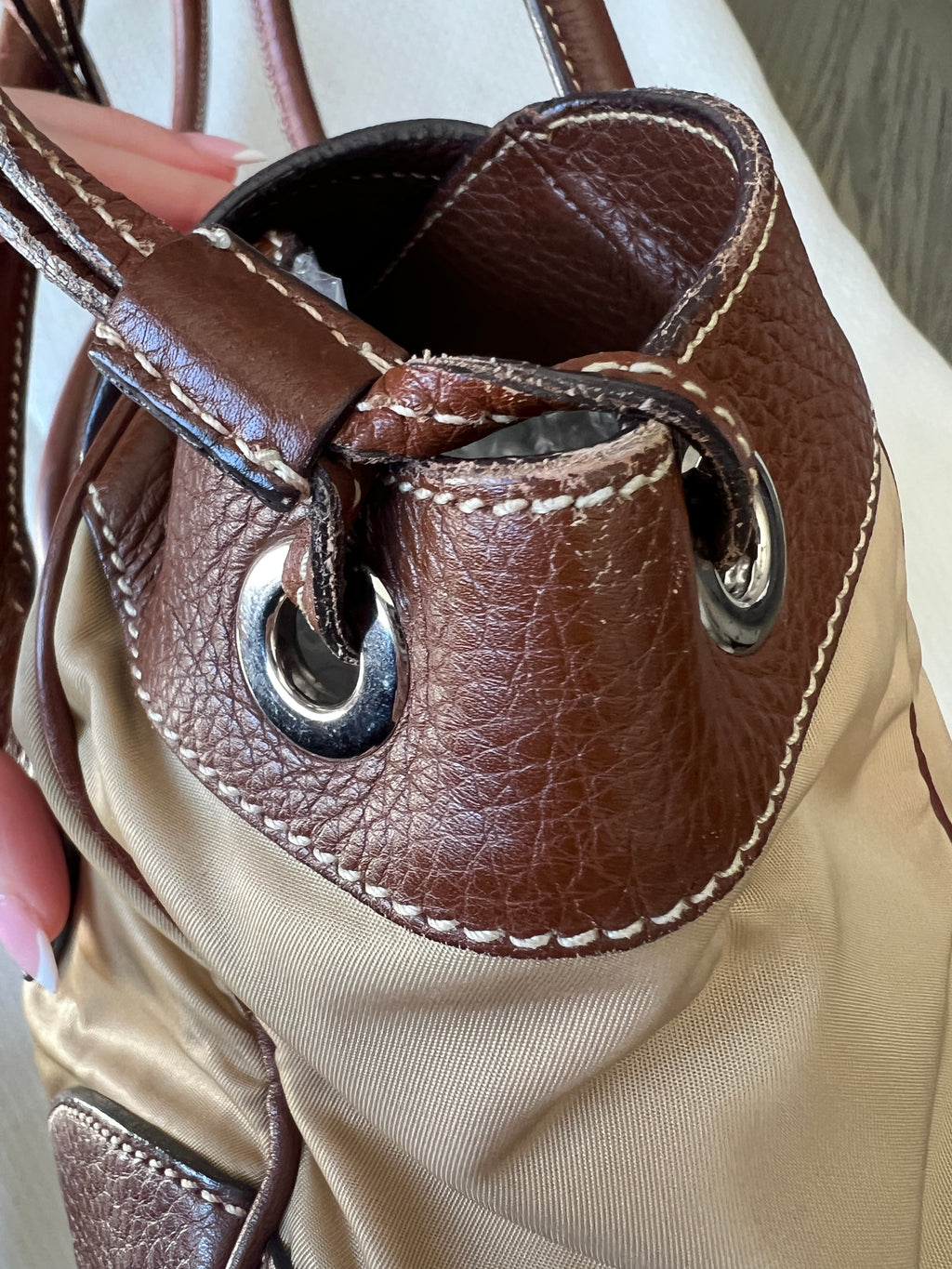 Prada Tessuto Shoulder Bag Brown/Beige