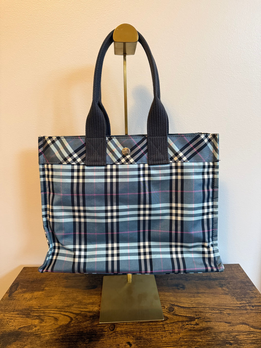 Burberry Blue Nova Check Nylon Tote