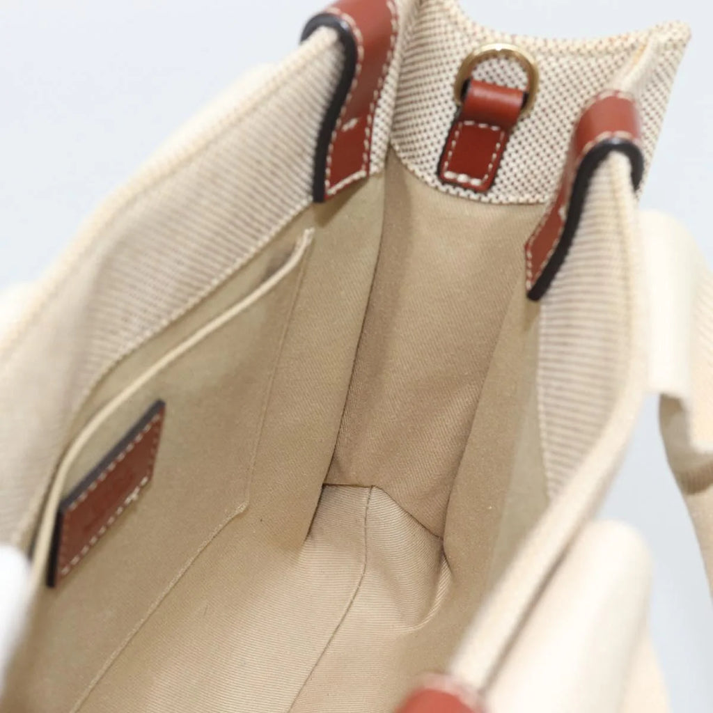 Chloe Woody Small Tote — Canvas & Leather, Signature Jacquard Straps