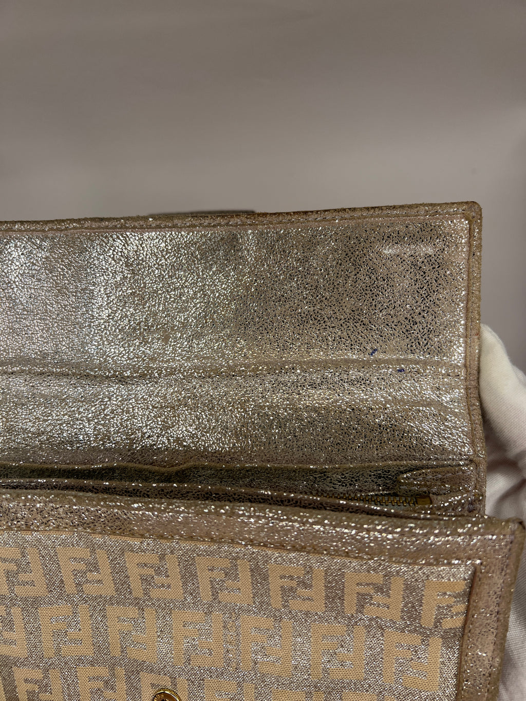 Fendi Metallic Zucca Baguette Long Wallet