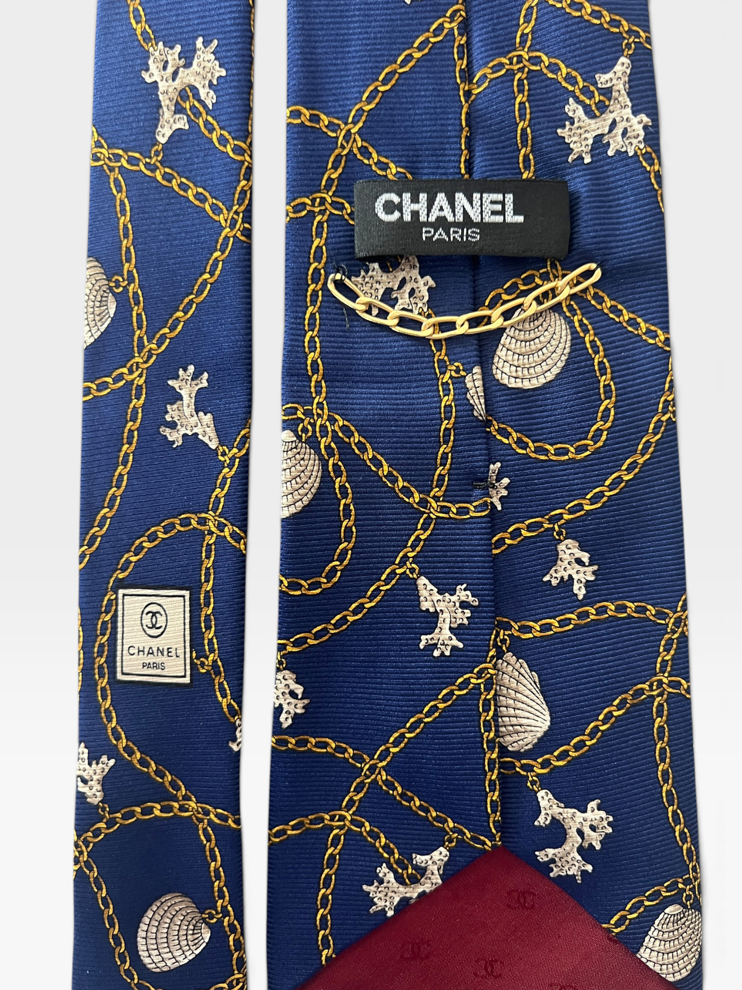 Chanel Vintage Nautical Print Silk Tie – Navy