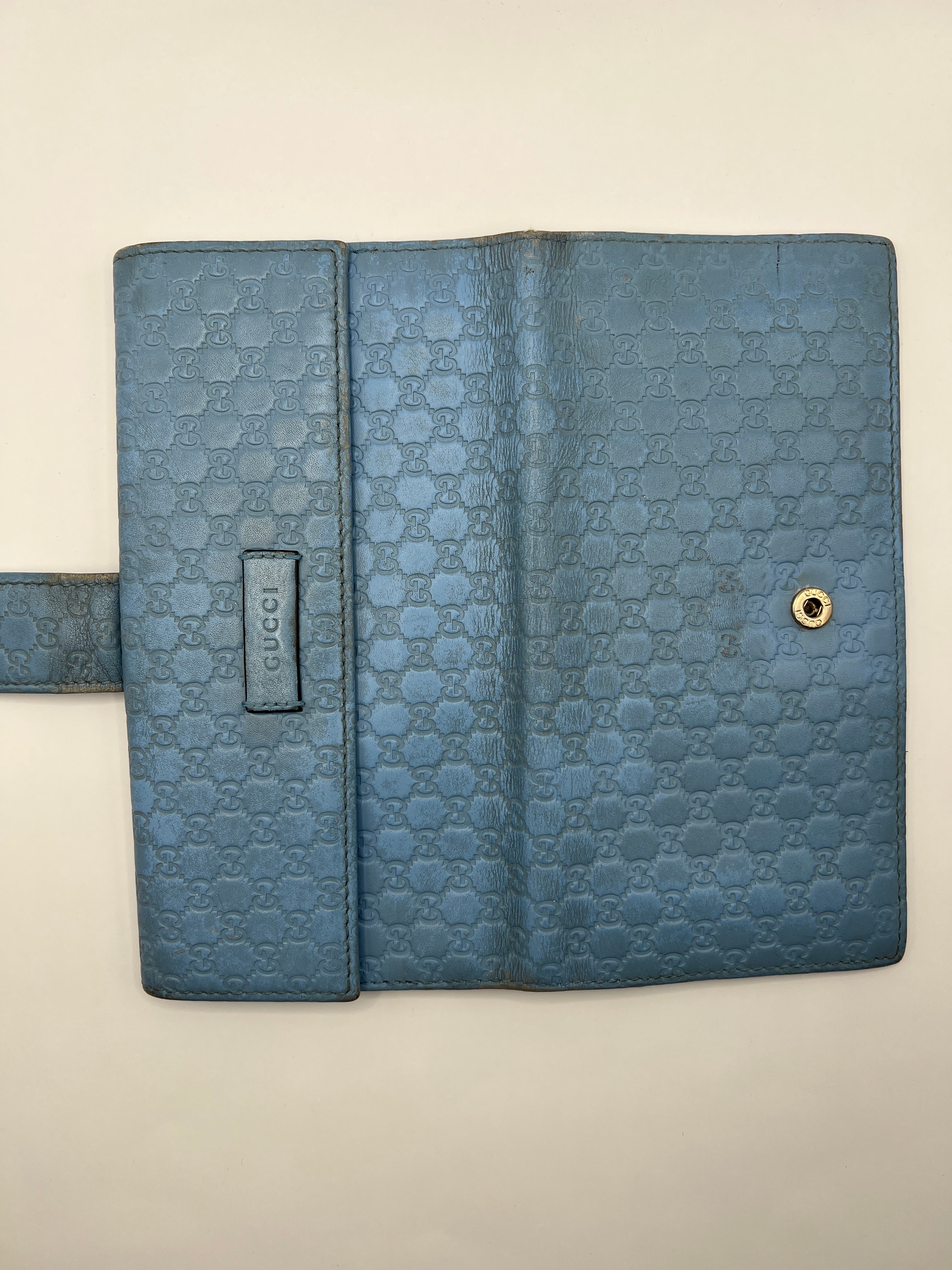 Gucci Microguccissima Light Blue Continental Snap Wallet
