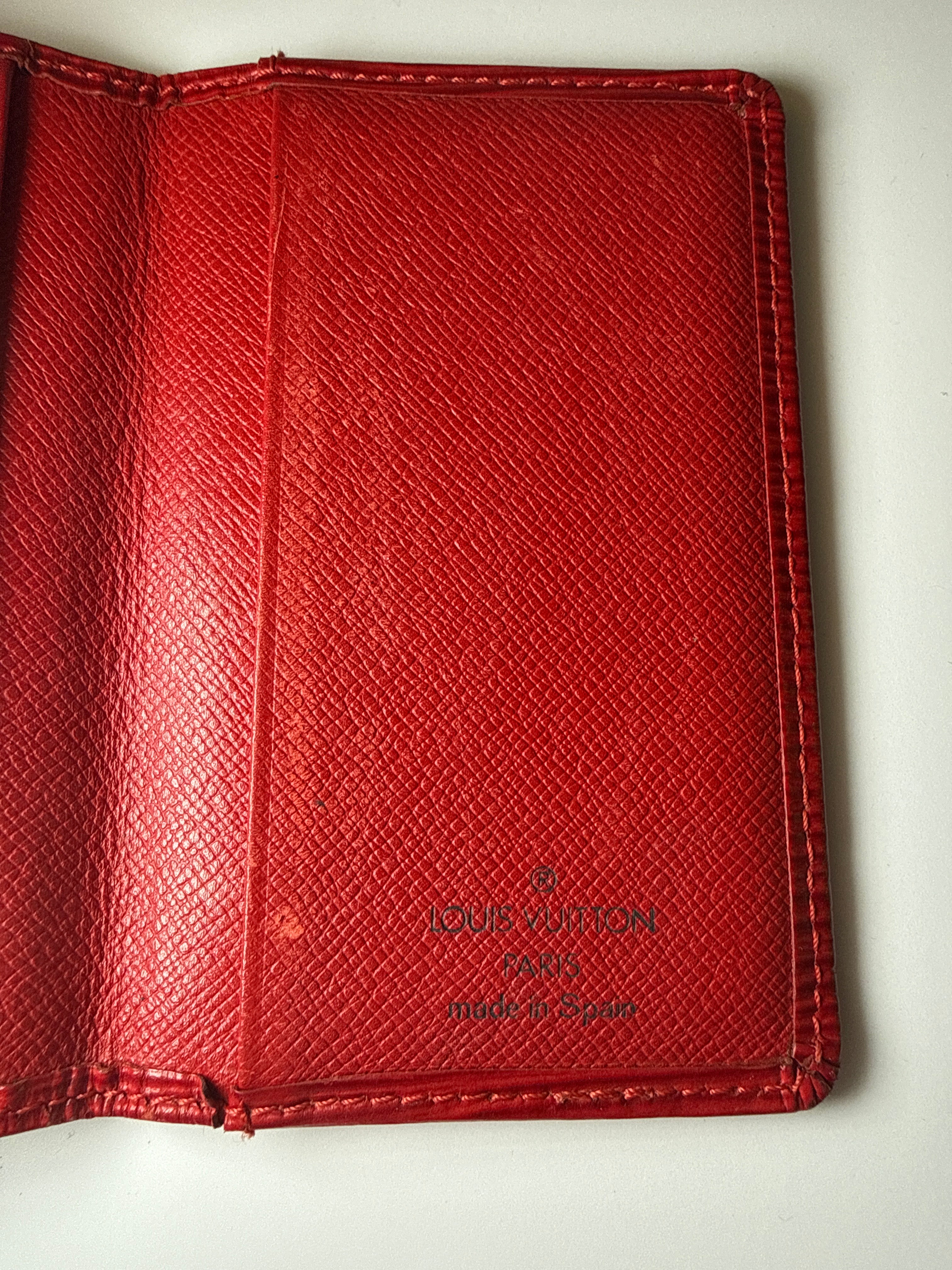 Louis Vuitton Red Epi Leather Card Case / Business Card Holder - Made in Spain