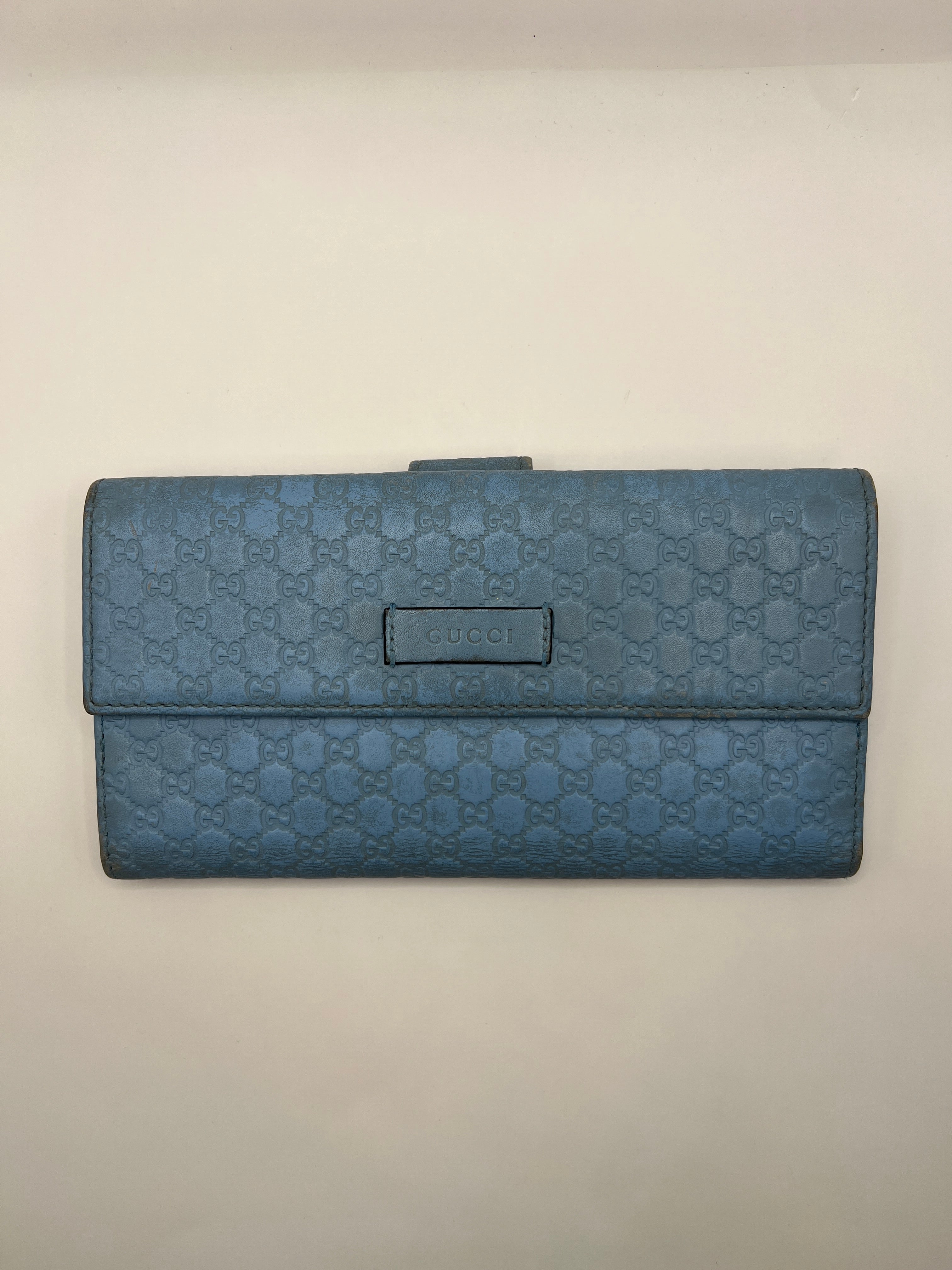Gucci Microguccissima Light Blue Continental Snap Wallet