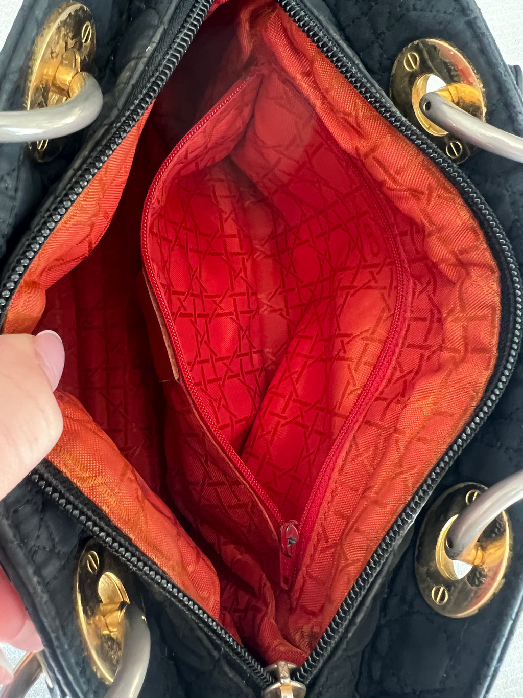 Christian Dior Canage Hand Bag Nylon Black