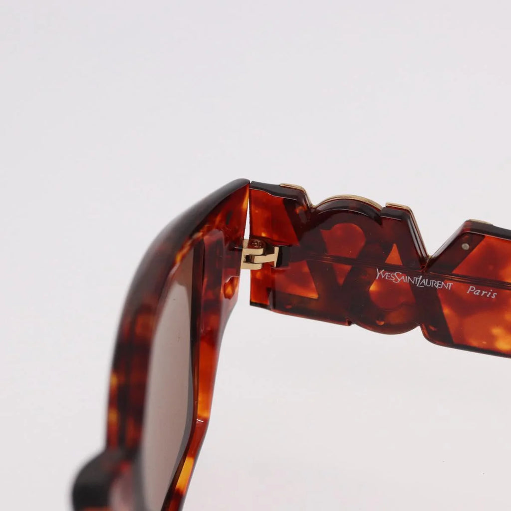 Yves Saint Laurent Vintage Tortoise Sunglasses — Sculptural Logo Hinge