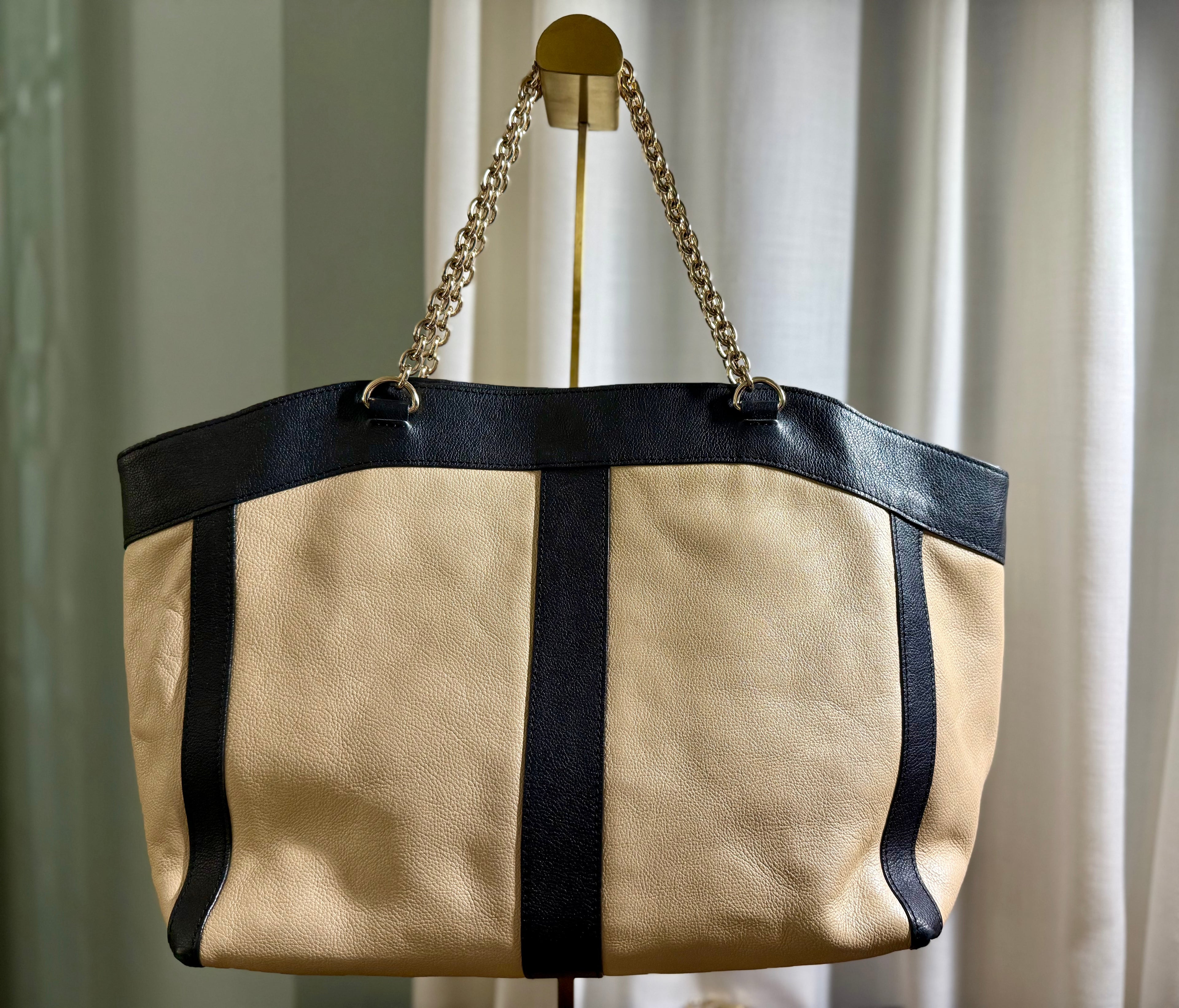 See by Chloe Two-Tone Leather Chain Tote