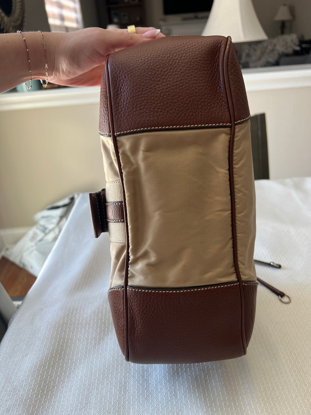 Prada Tessuto Shoulder Bag Brown/Beige