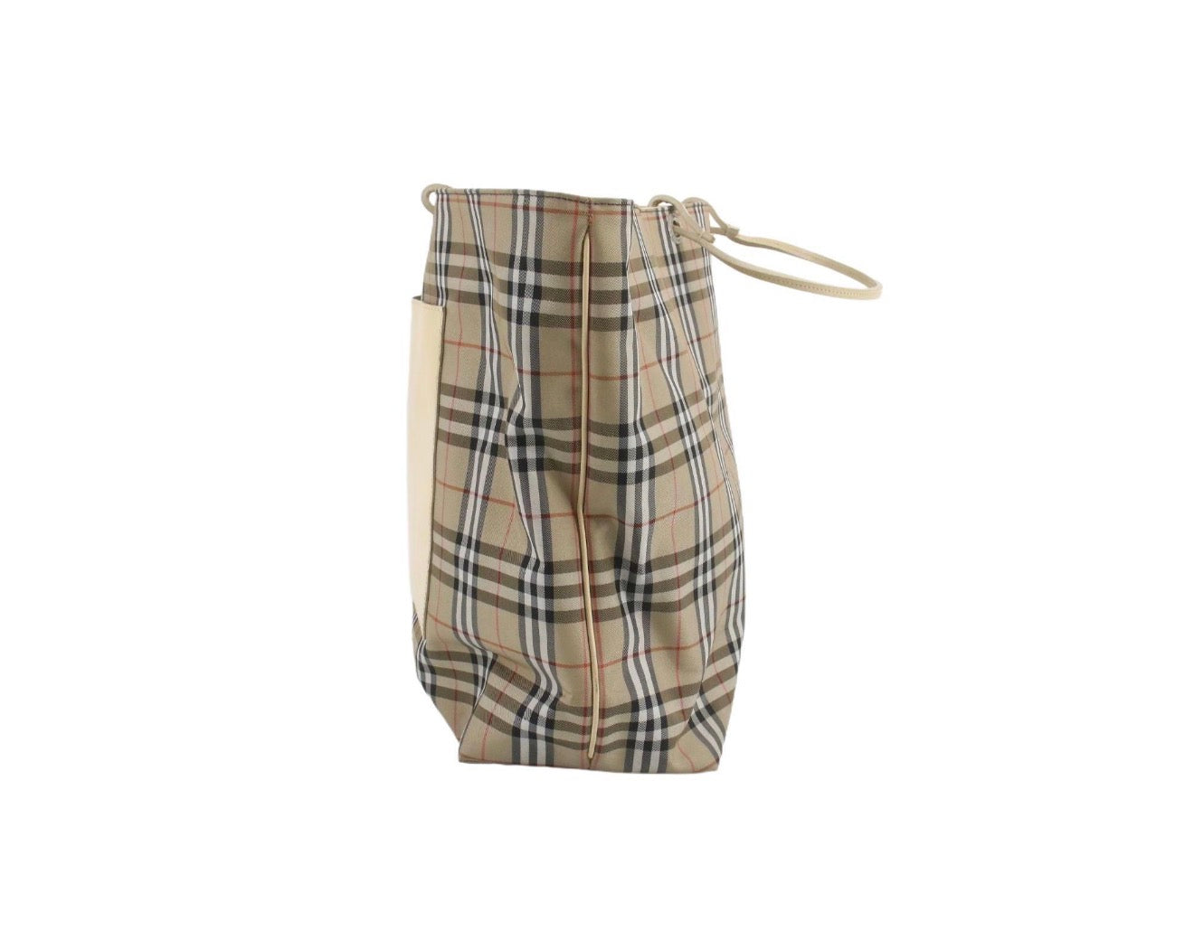 Burberry Nova Check Large Tote Bag with Cream Leather Panel