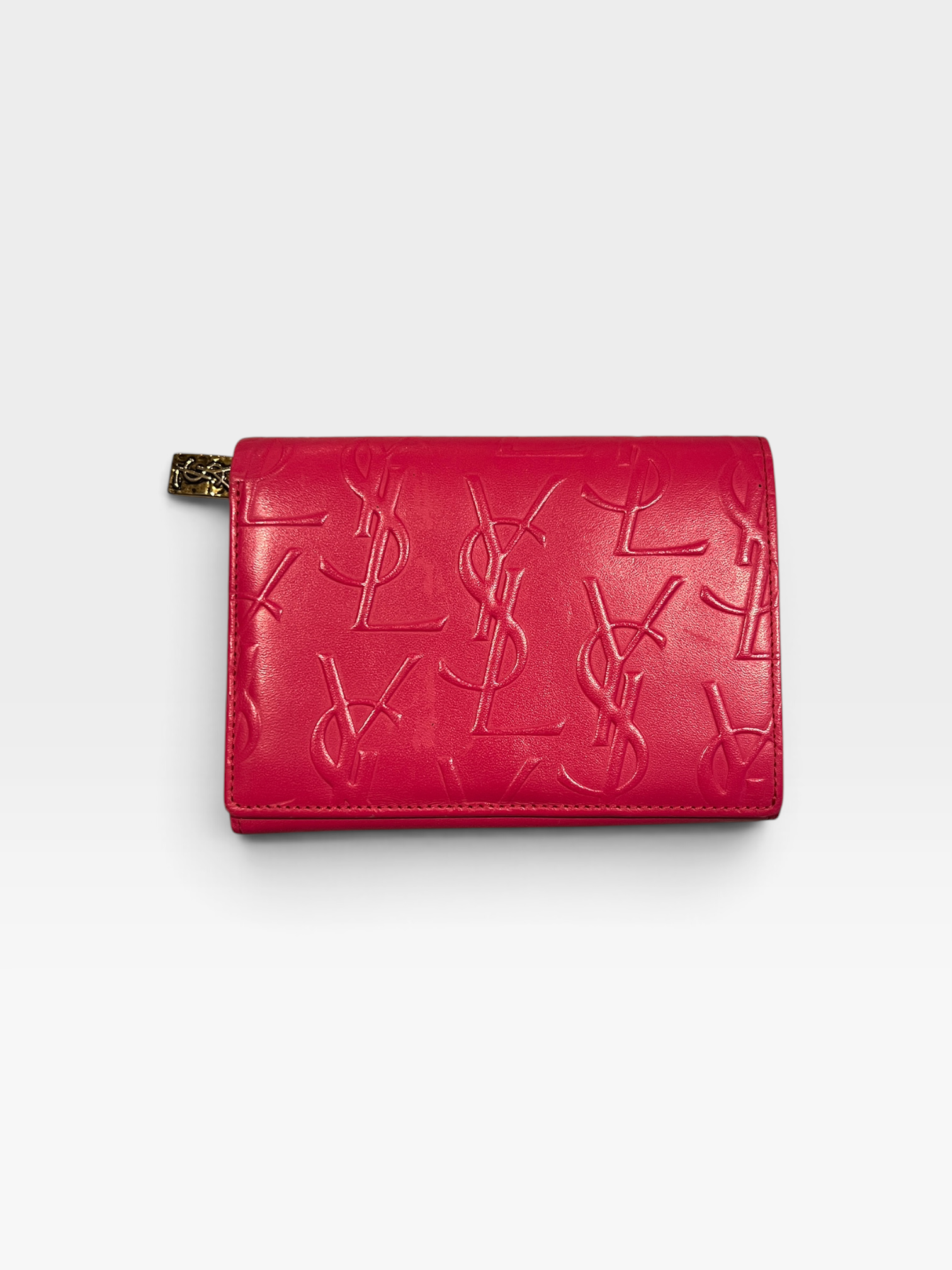 Saint Laurent Monogram Embossed Leather Continental Wallet – Pink