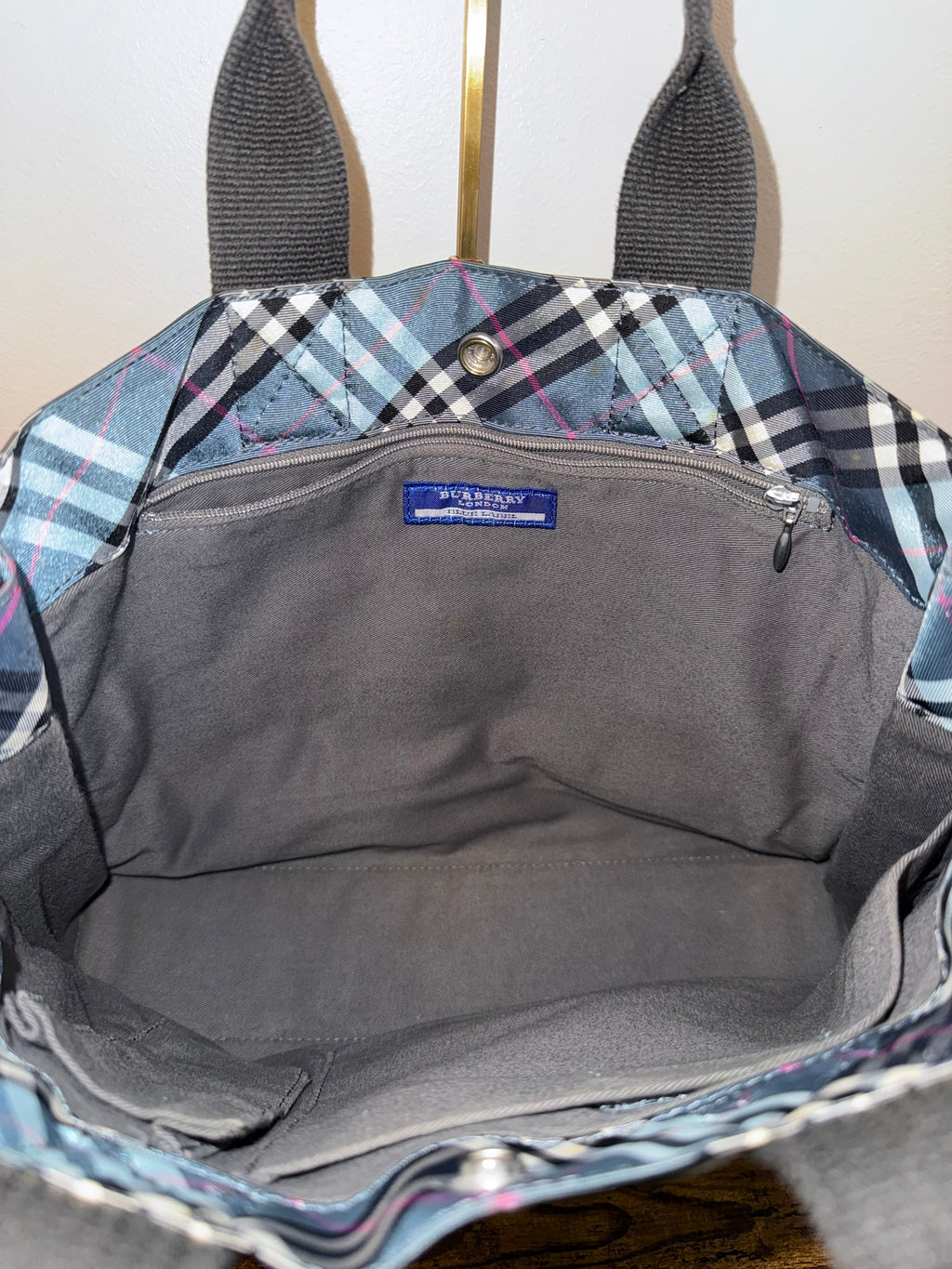 Burberry Blue Nova Check Nylon Tote