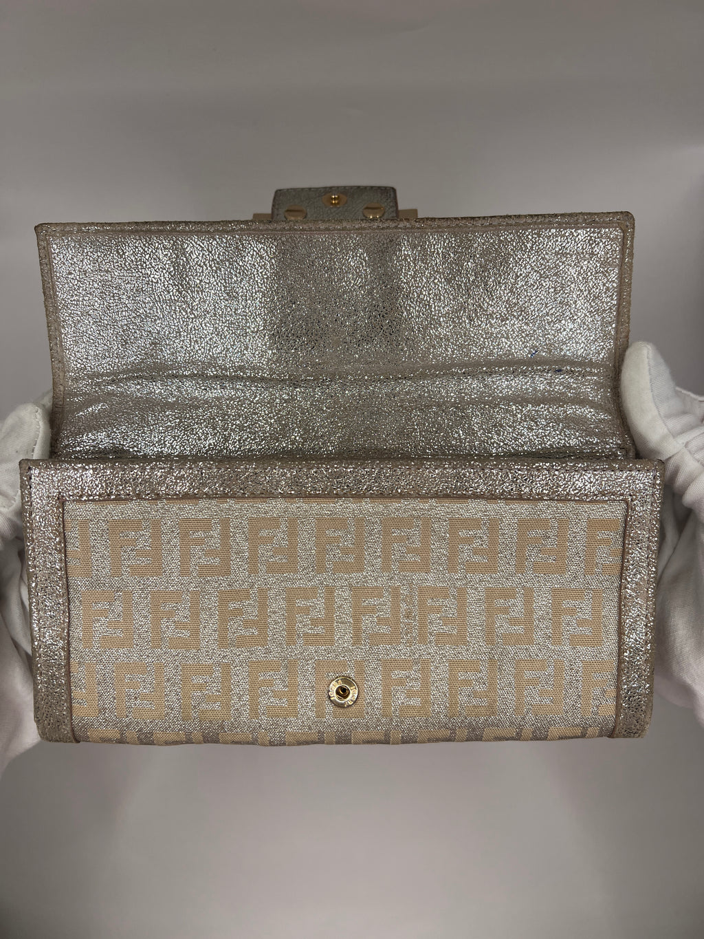 Fendi Metallic Zucca Baguette Long Wallet