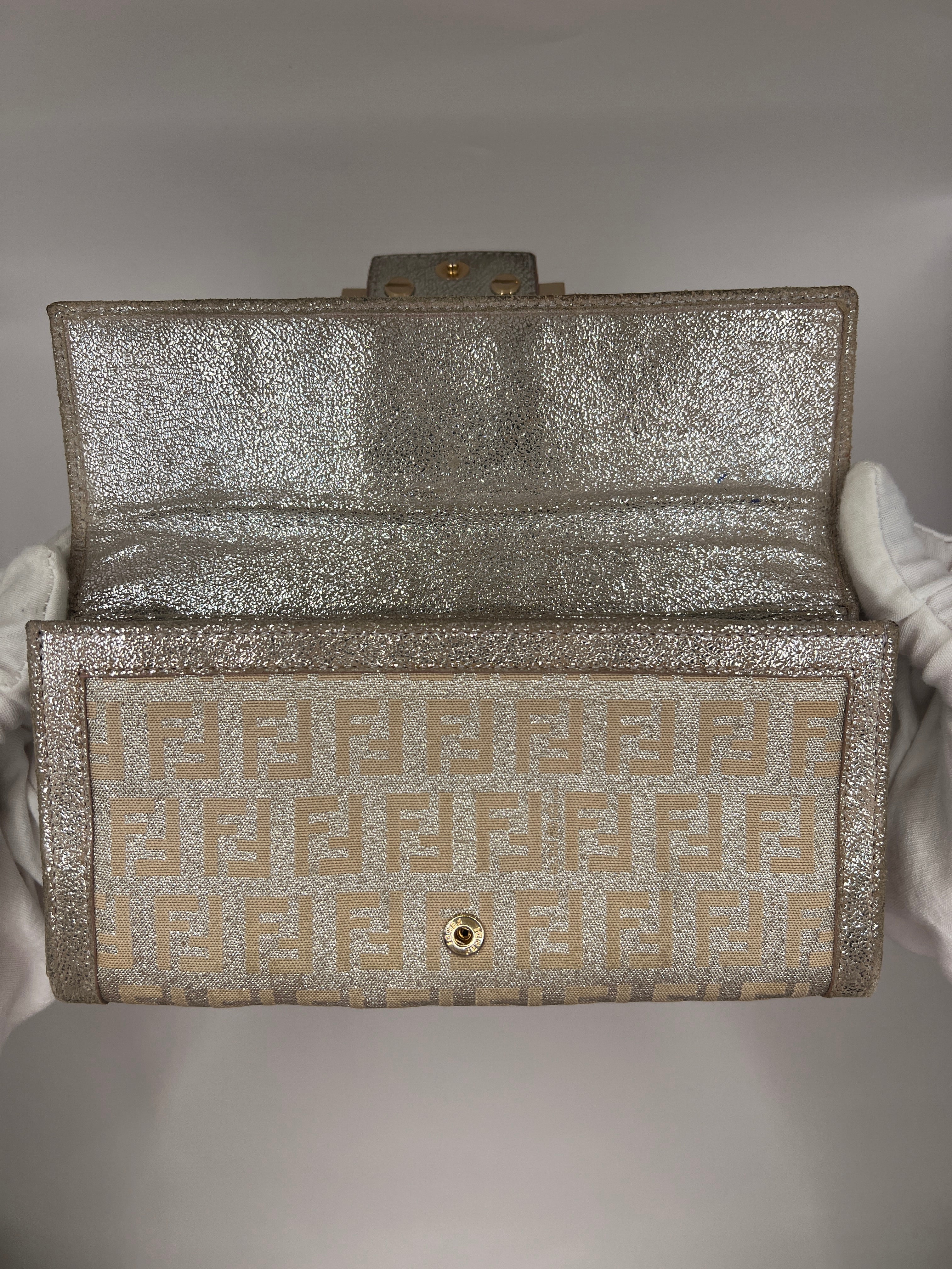 Fendi Metallic Zucca Baguette Long Wallet