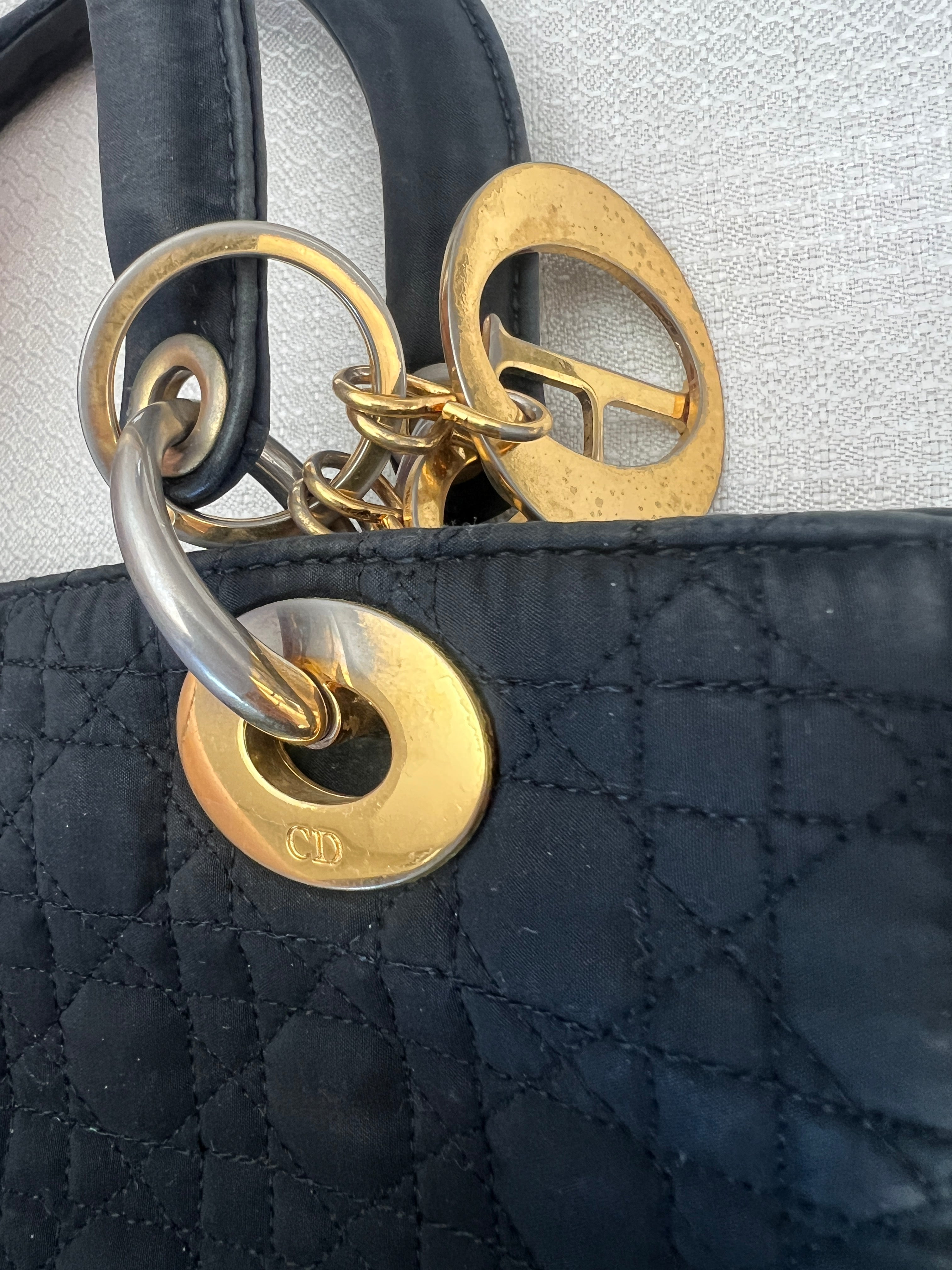 Christian Dior Canage Hand Bag Nylon Black