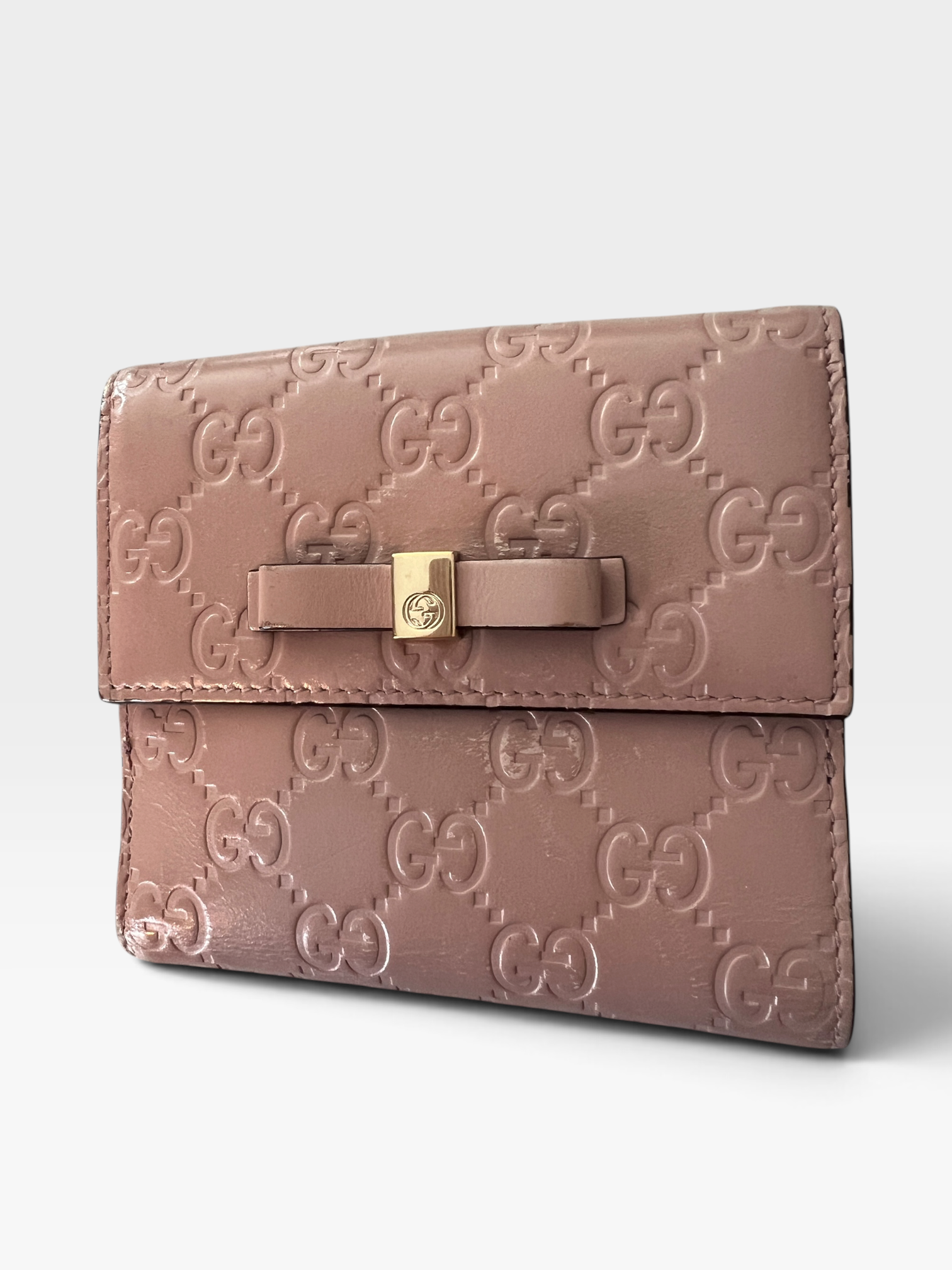 Gucci Guccissima Bow French Wallet – Dusty Pink