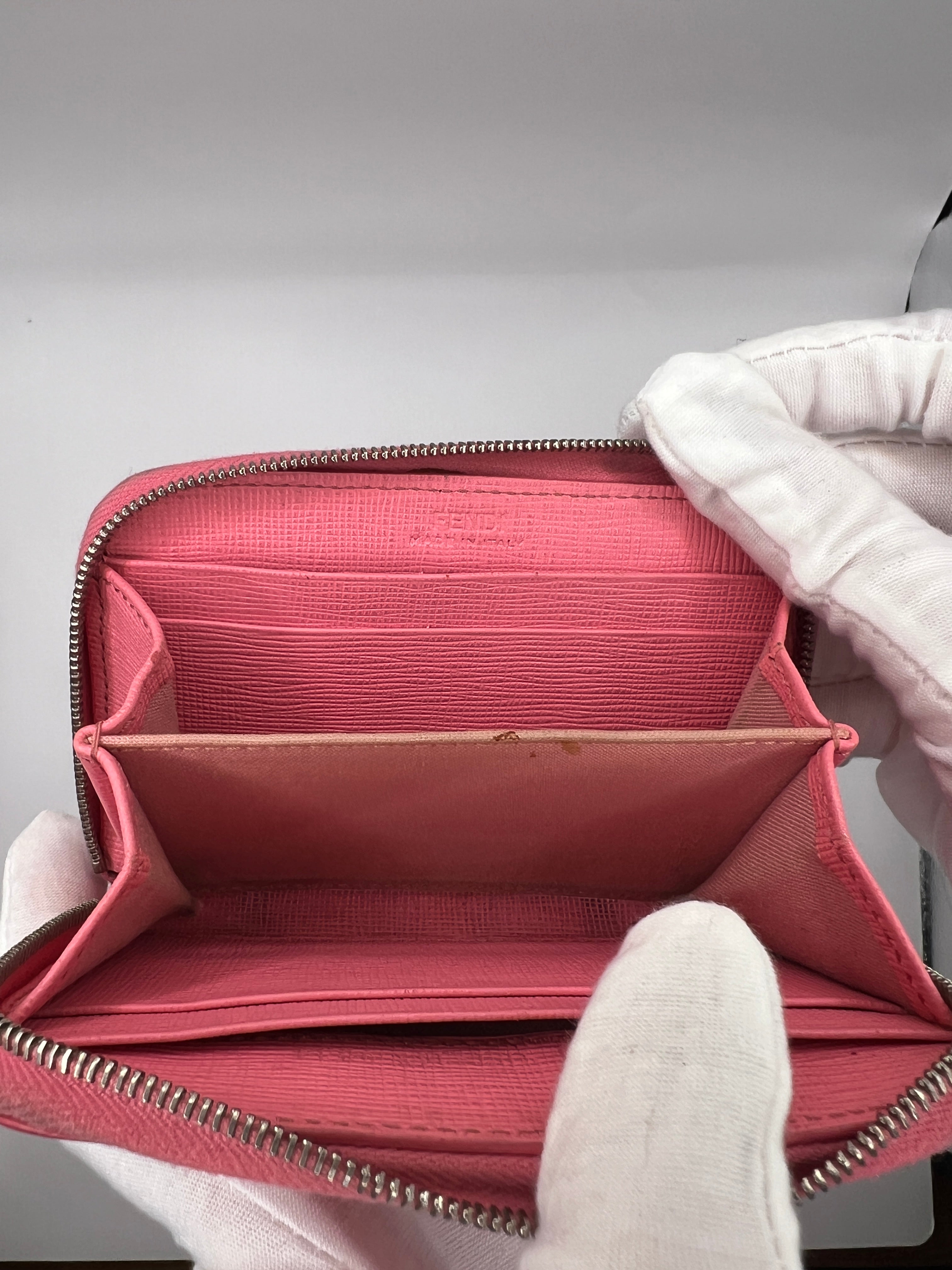 Fendi Pink Monster Eyes Compact Leather Wallet