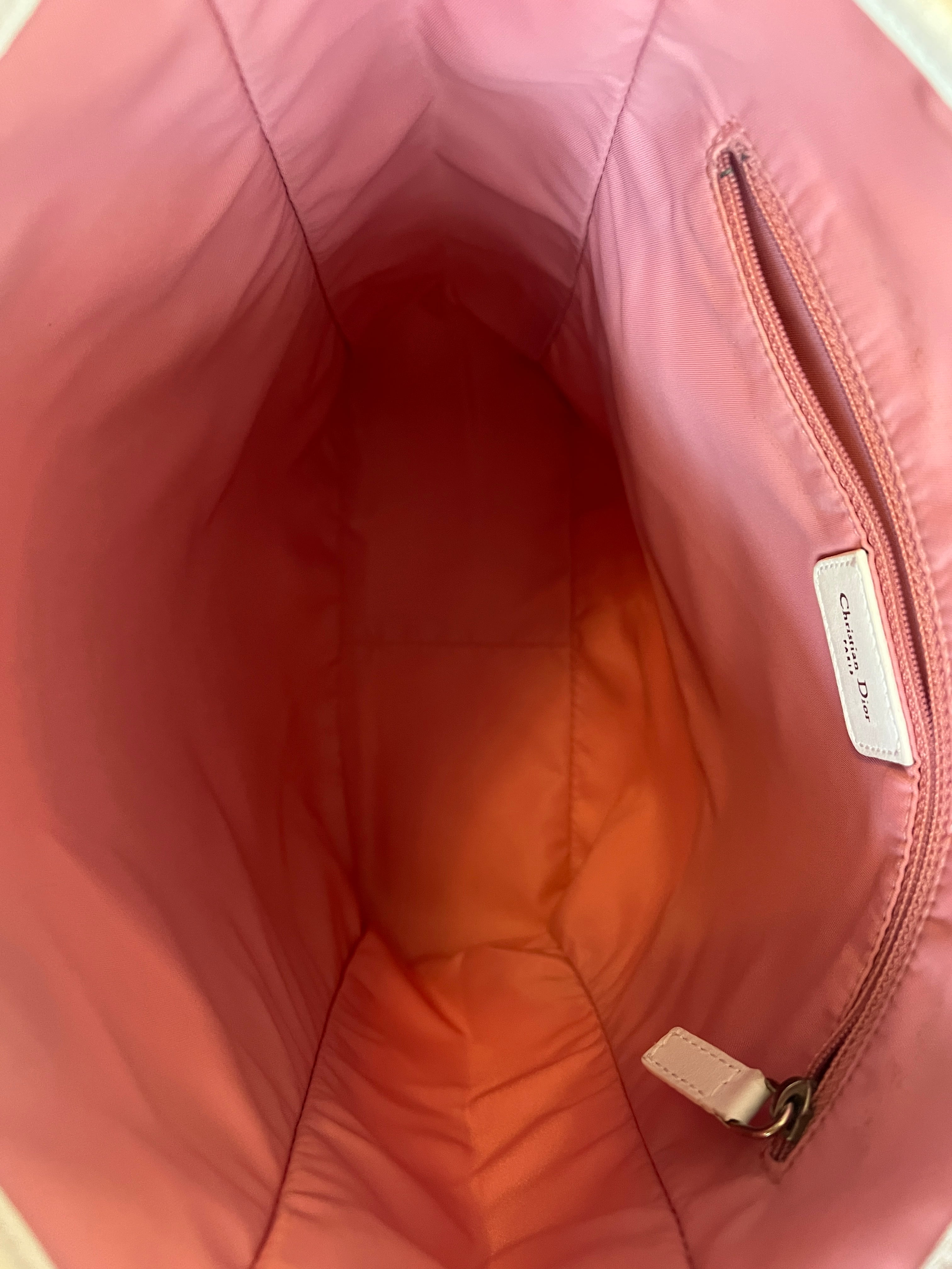 Christian Dior Pink Trotter Canvas Shoulder Tote