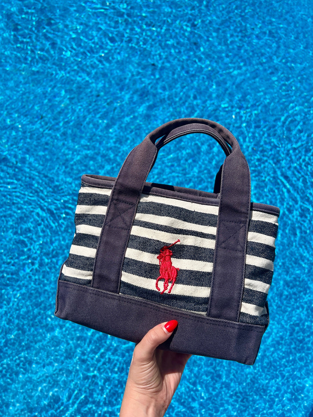 Polo Ralph Lauren Canvas Striped Mini Tote