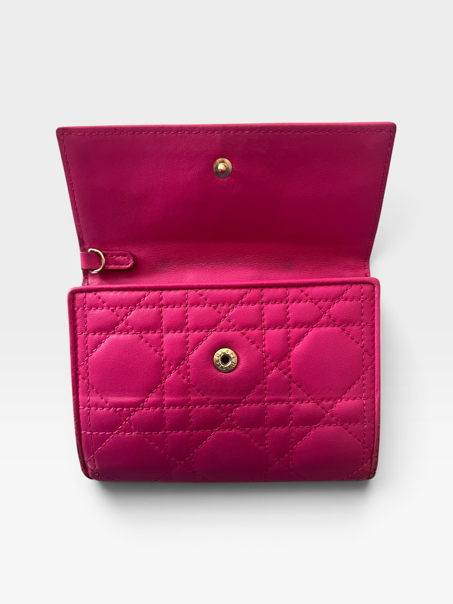 Christian Dior Cannage Lambskin Compact Wallet