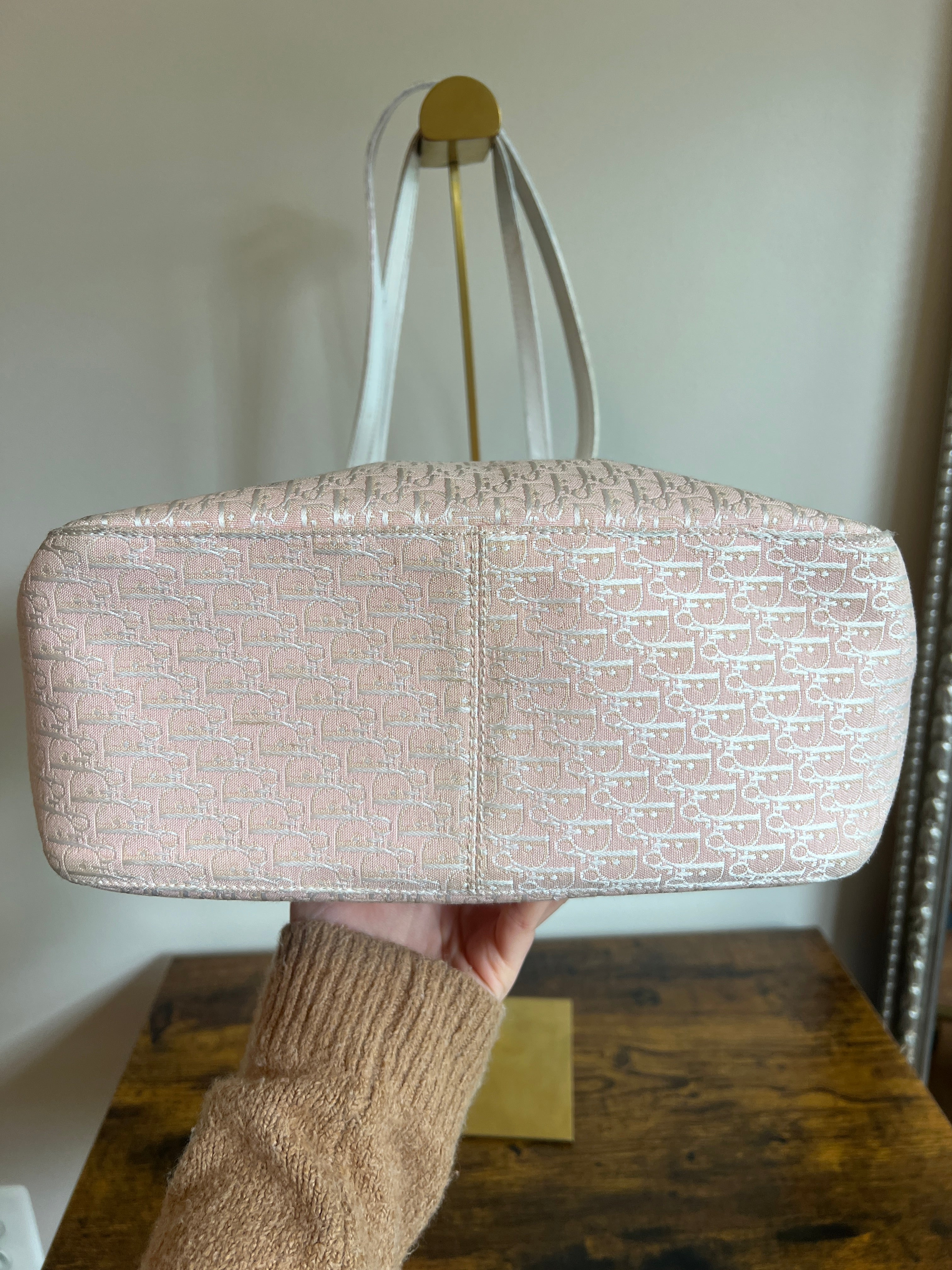 Christian Dior Pink Trotter Canvas Shoulder Tote