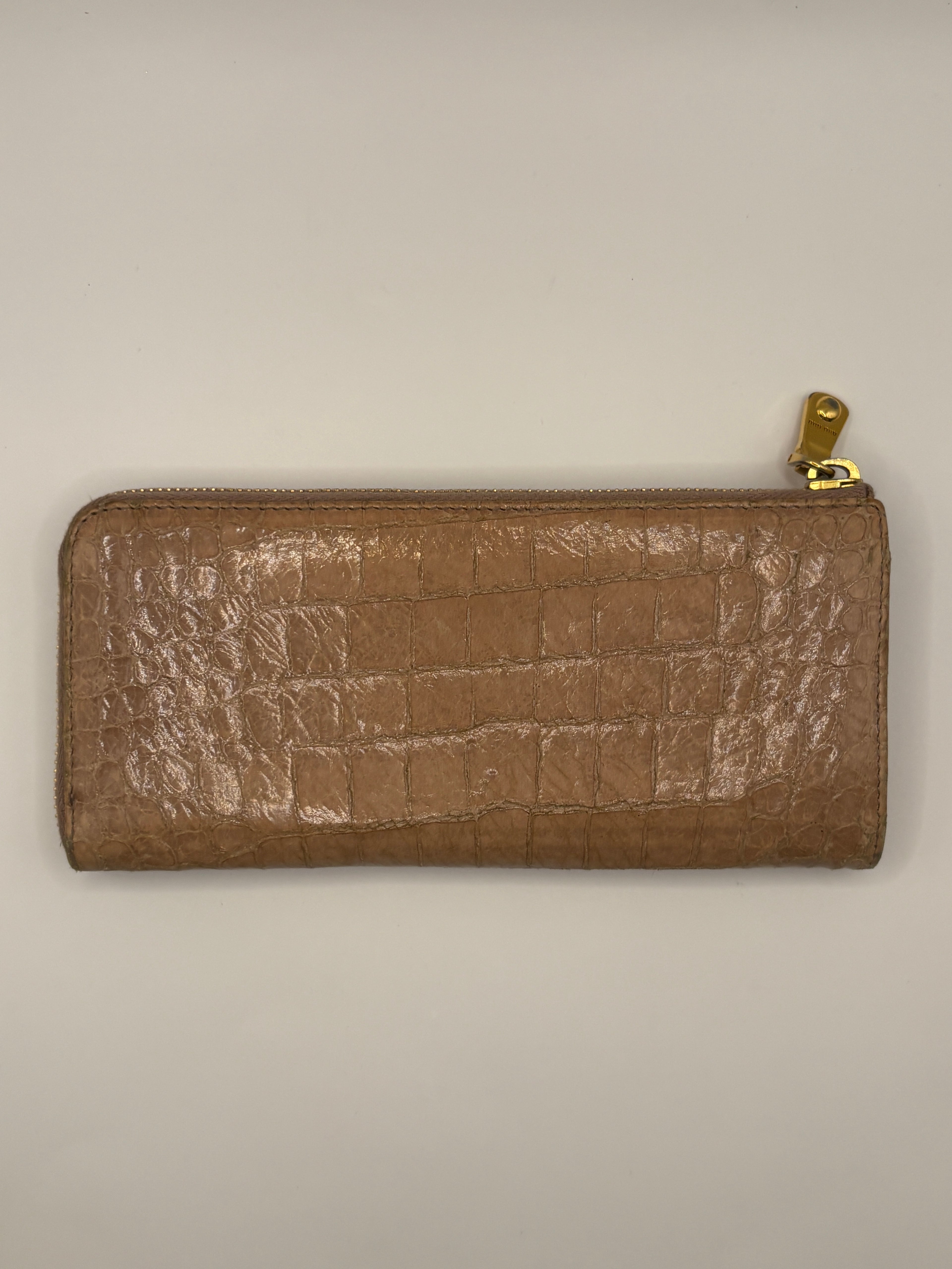 Miu Miu Zip-around Croc-embossed Wallet