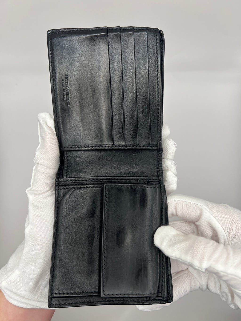 Bottega Veneta Black Intrecciato Bifold Wallet