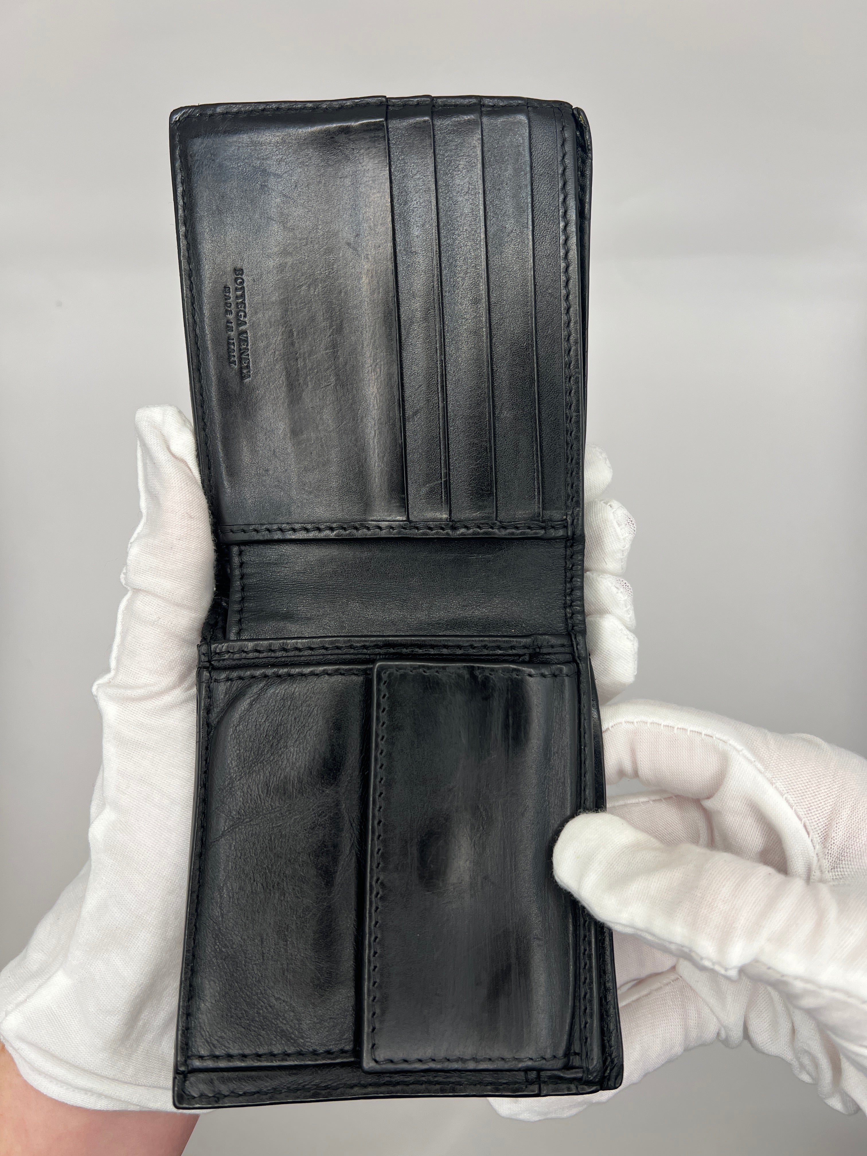 Bottega Veneta Black Intrecciato Bifold Wallet