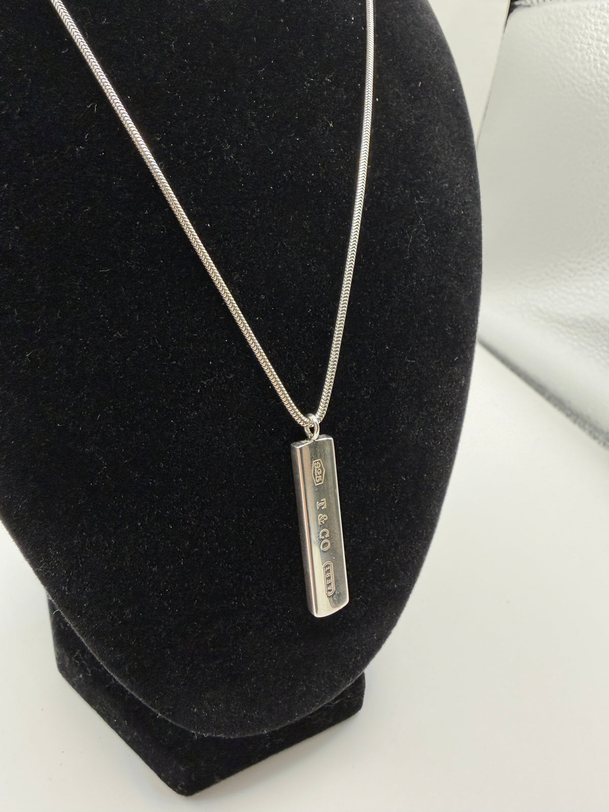 Tiffany & Co. Sterling Silver 1837 Bar Pendant Necklace
