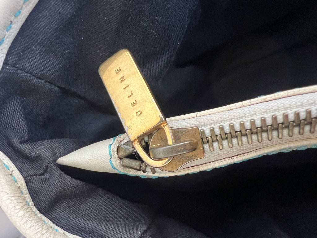 Celine Blue Suede Monogram Handbag