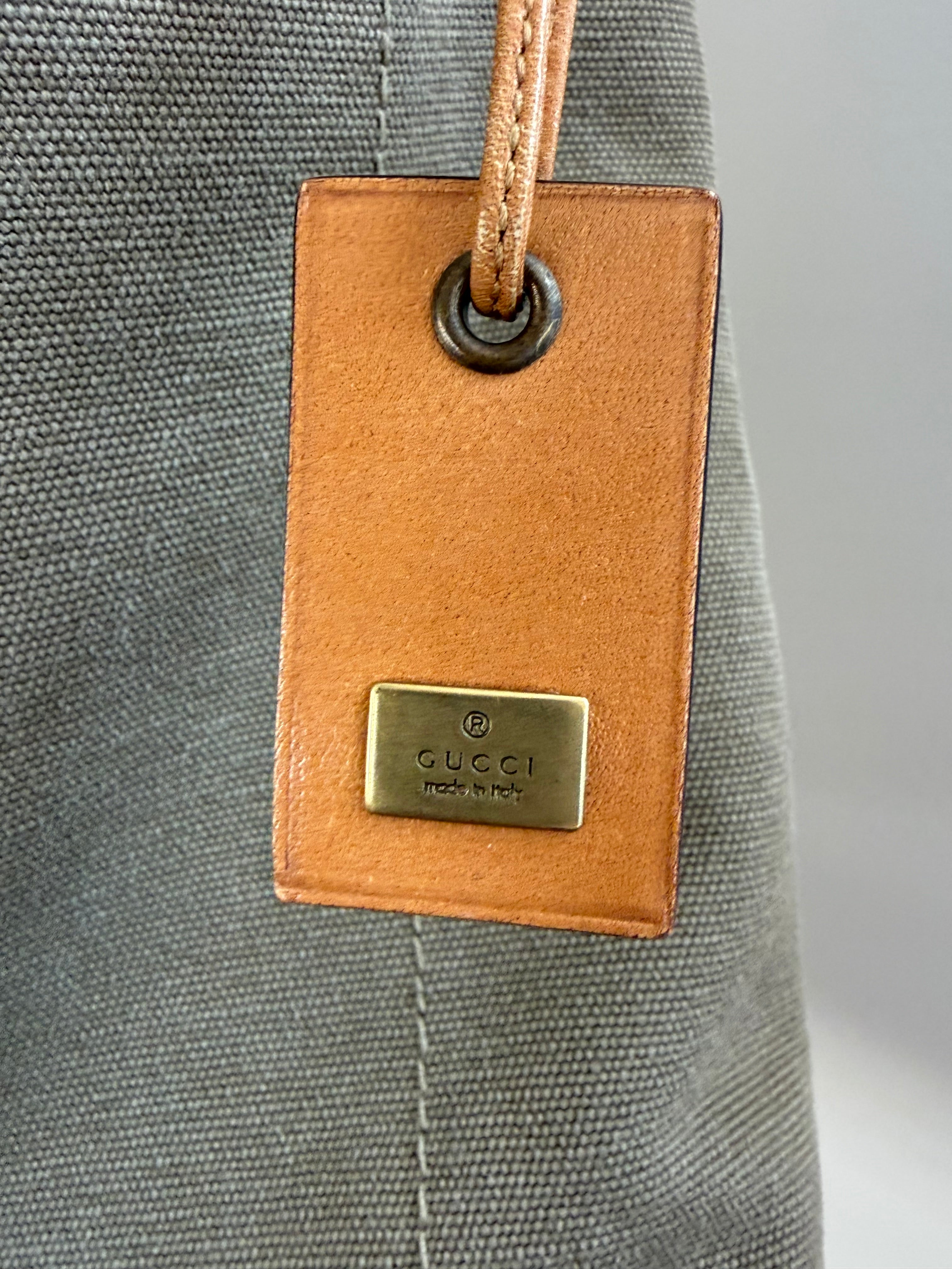 Gucci Early 2000s Canvas & Leather Utility Shoulder Bag