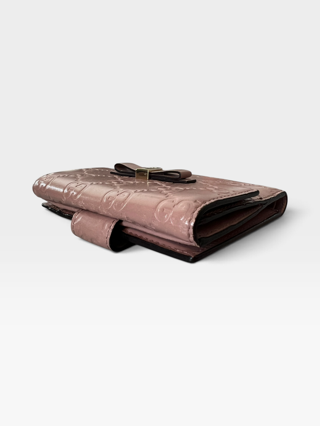 Gucci Guccissima Bow French Wallet – Dusty Pink