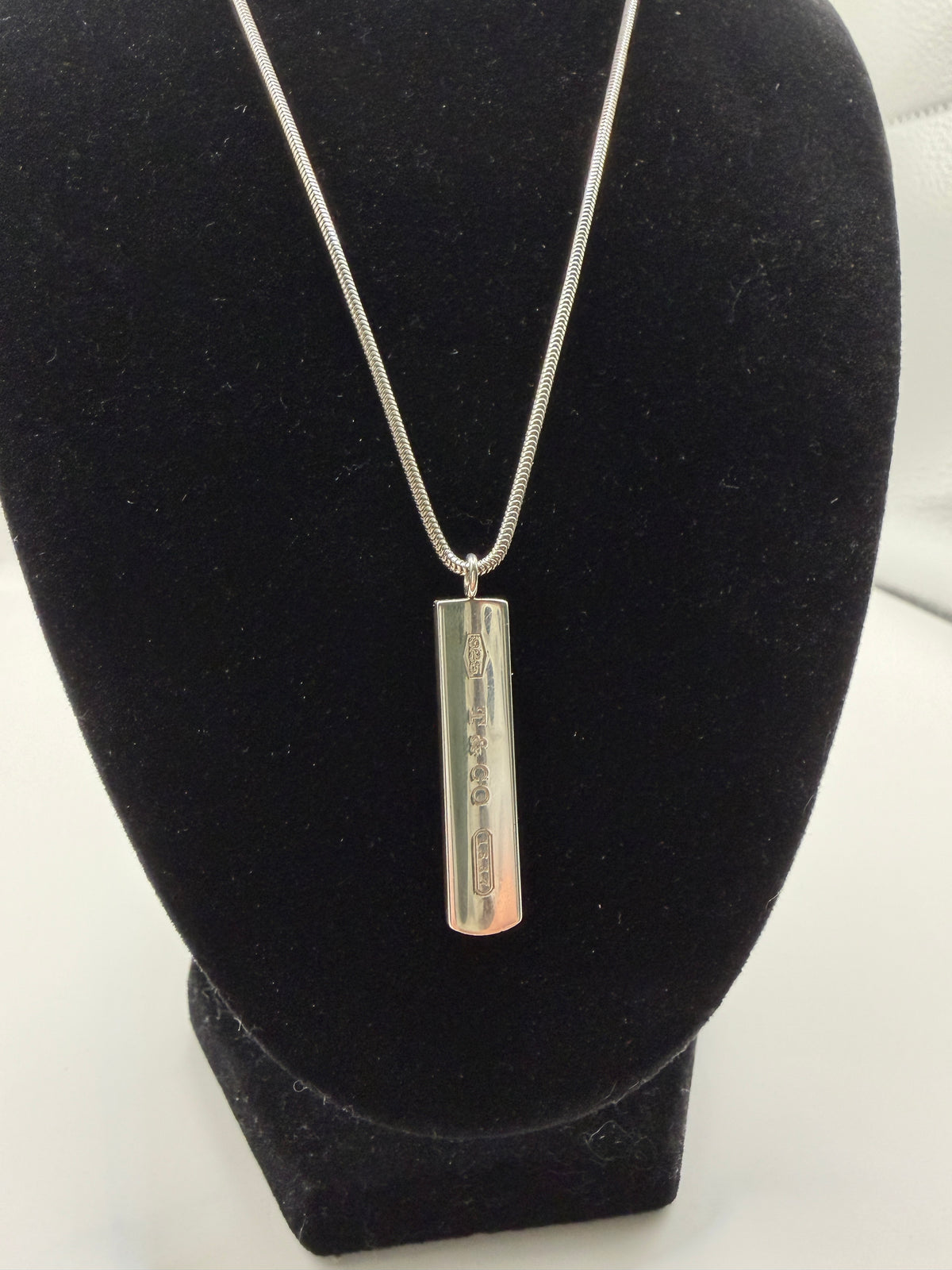 Tiffany & Co. Sterling Silver 1837 Bar Pendant Necklace
