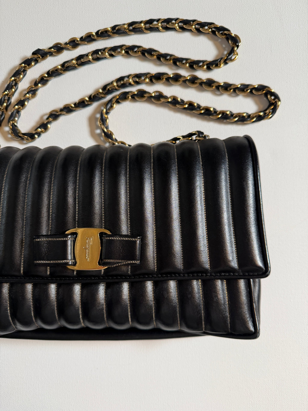 Ferragamo Quilted Leather Chain Shoulder Bag