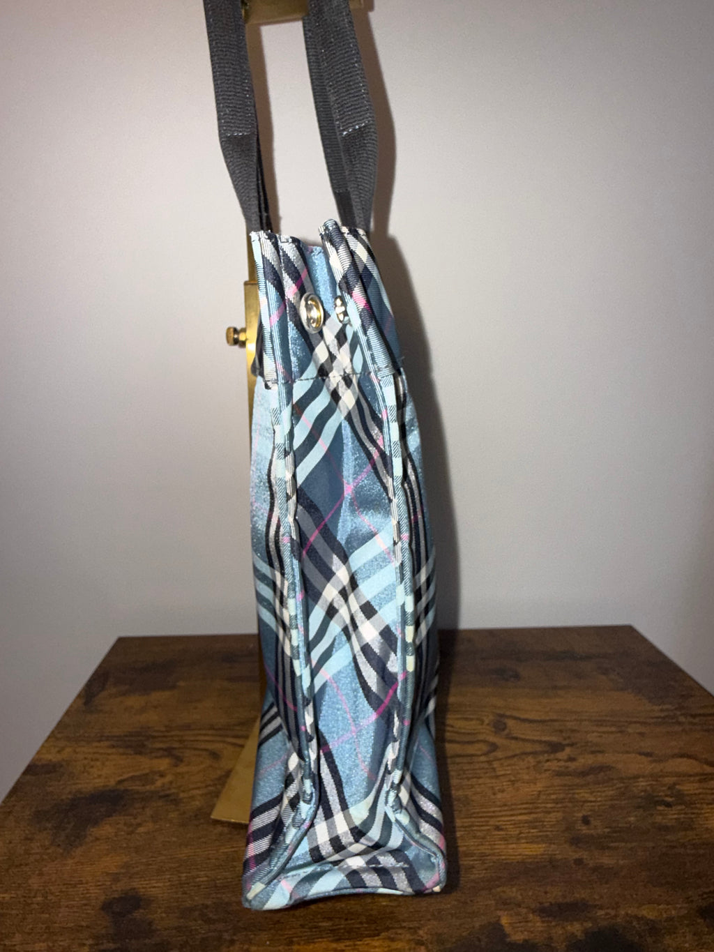 Burberry Blue Nova Check Nylon Tote