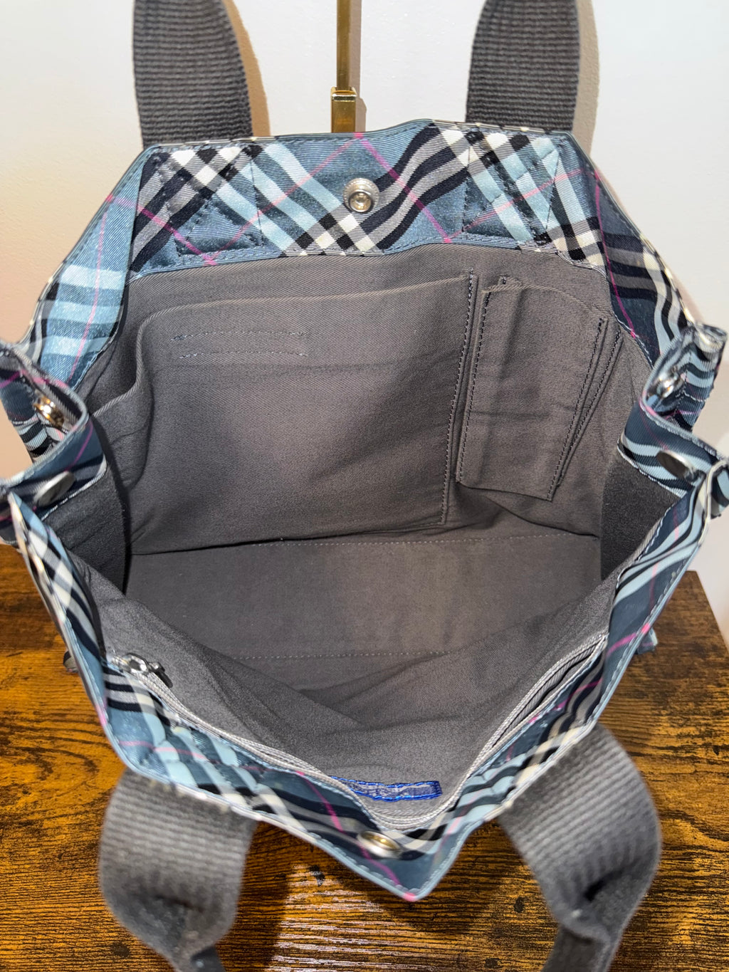 Burberry Blue Nova Check Nylon Tote