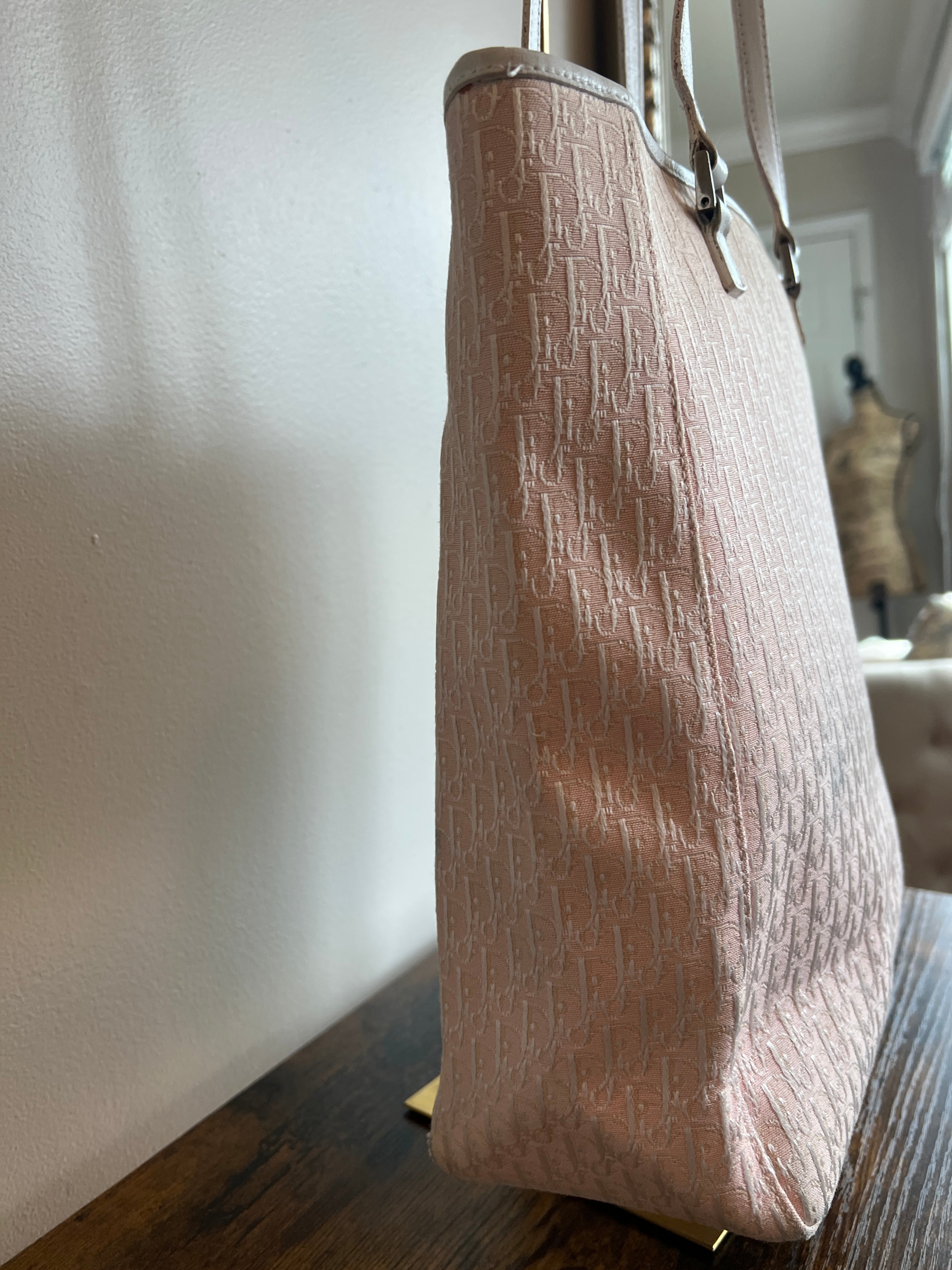 Christian Dior Pink Trotter Canvas Shoulder Tote