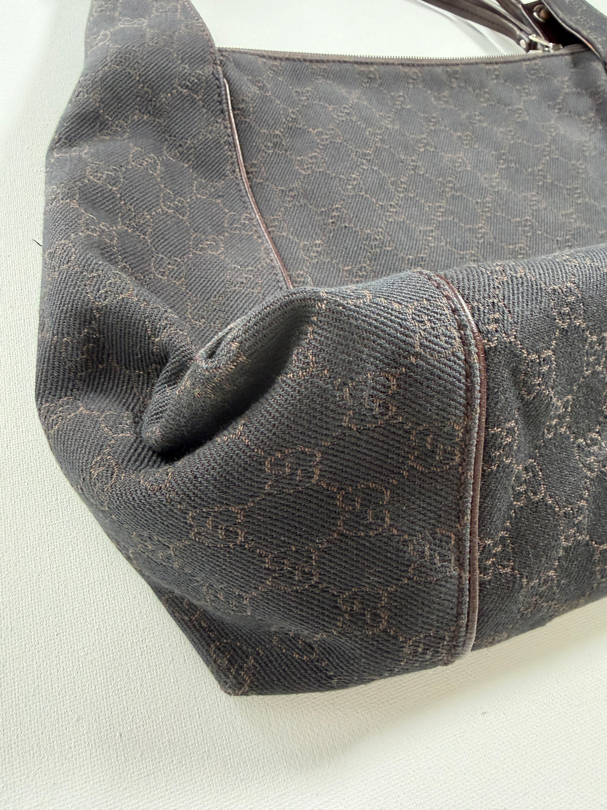 Gucci Monogram Hobo Canvas Shoulder Bag
