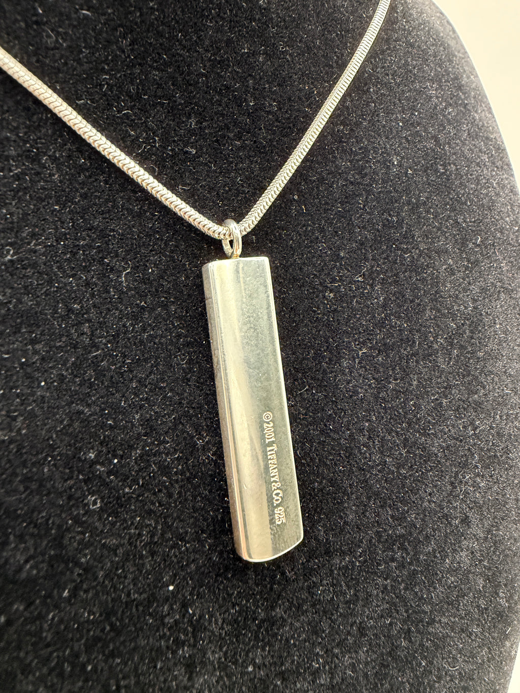 Tiffany & Co. Sterling Silver 1837 Bar Pendant Necklace