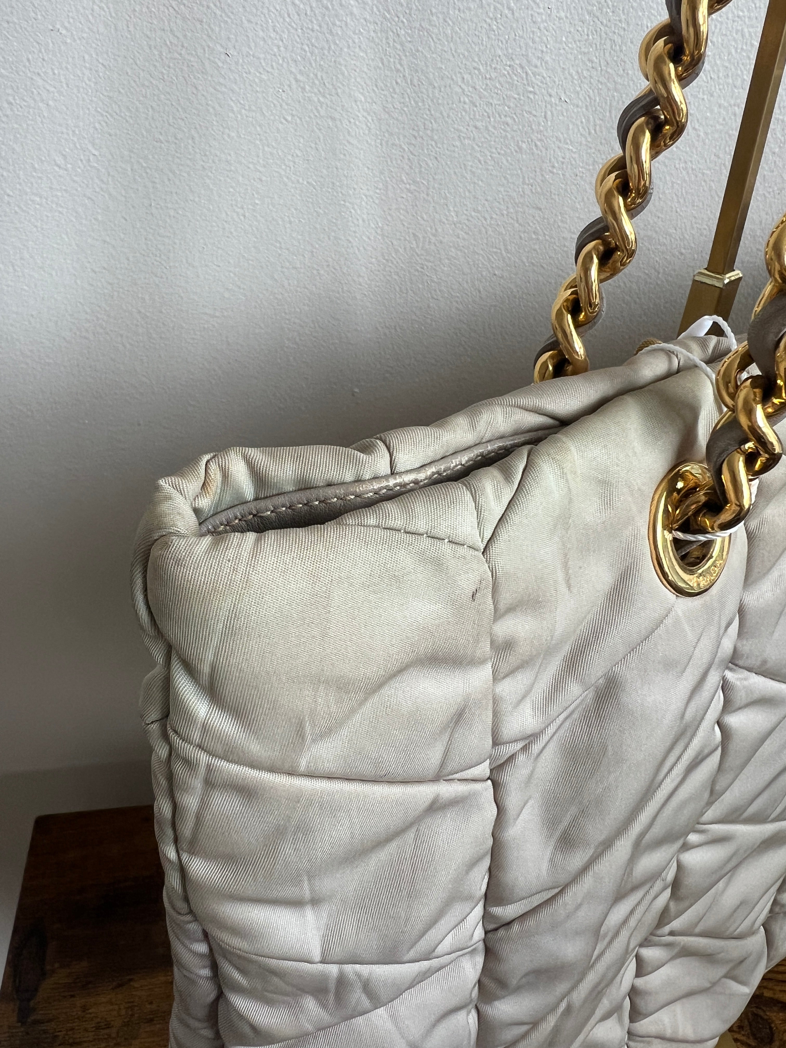 Prada Diagramme Quilted Nylon Chain Tote