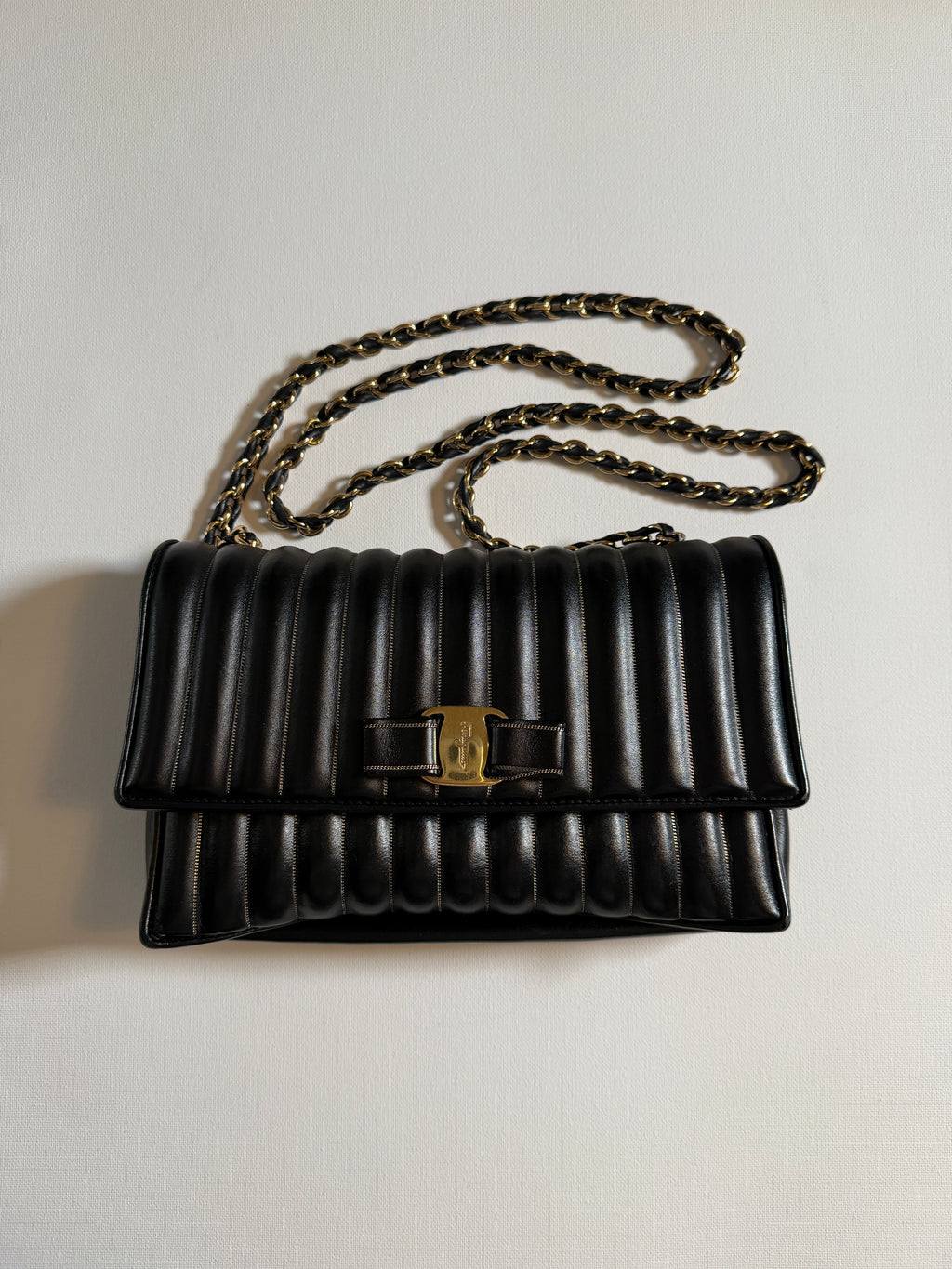 Ferragamo Quilted Leather Chain Shoulder Bag