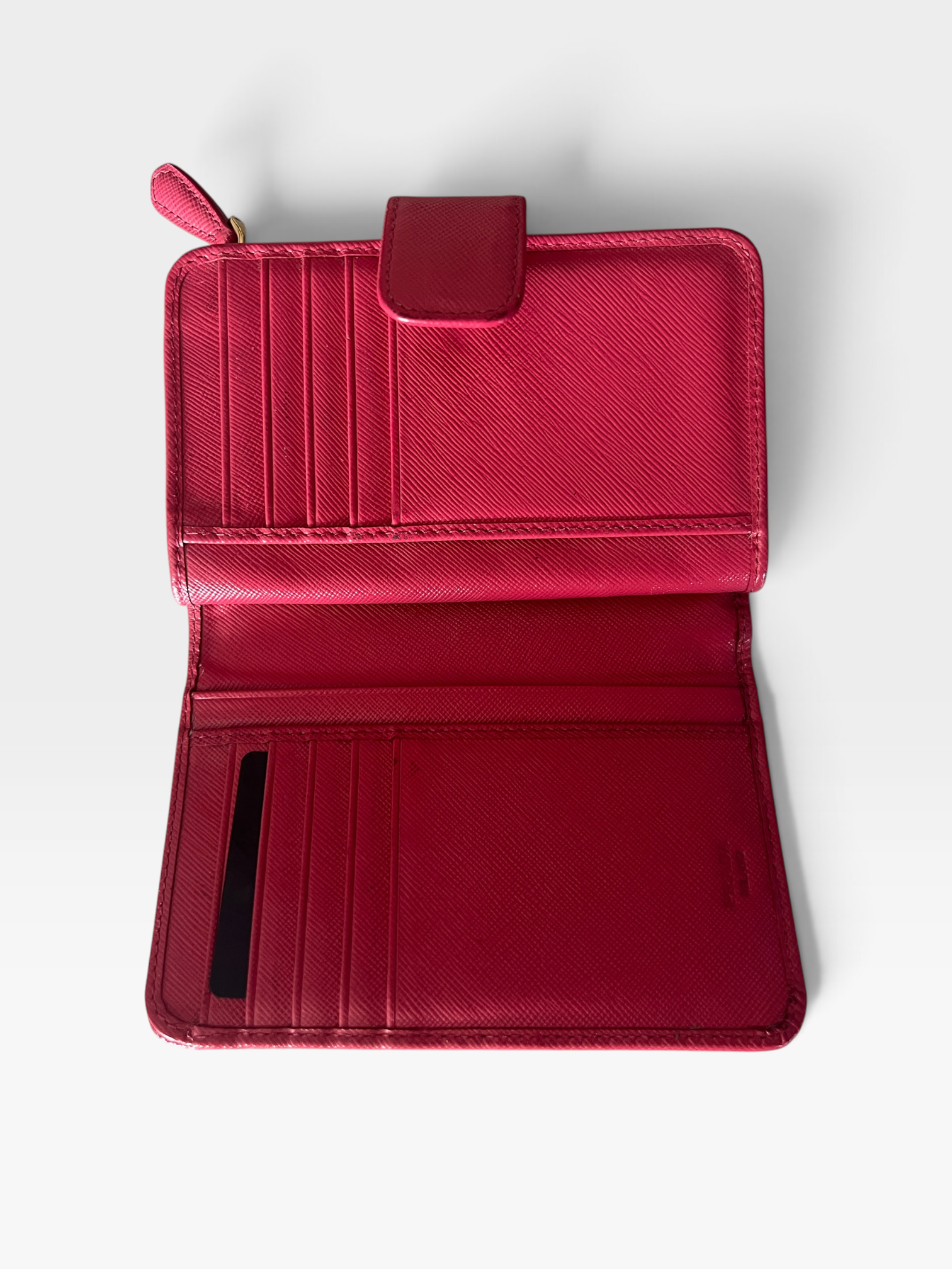 Prada Saffiano Leather Wallet in Peonia